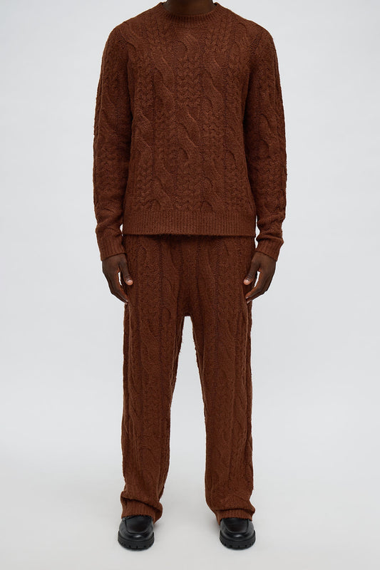 Day To Day Cable Knit Sweatpants - Brown Fashion Nova