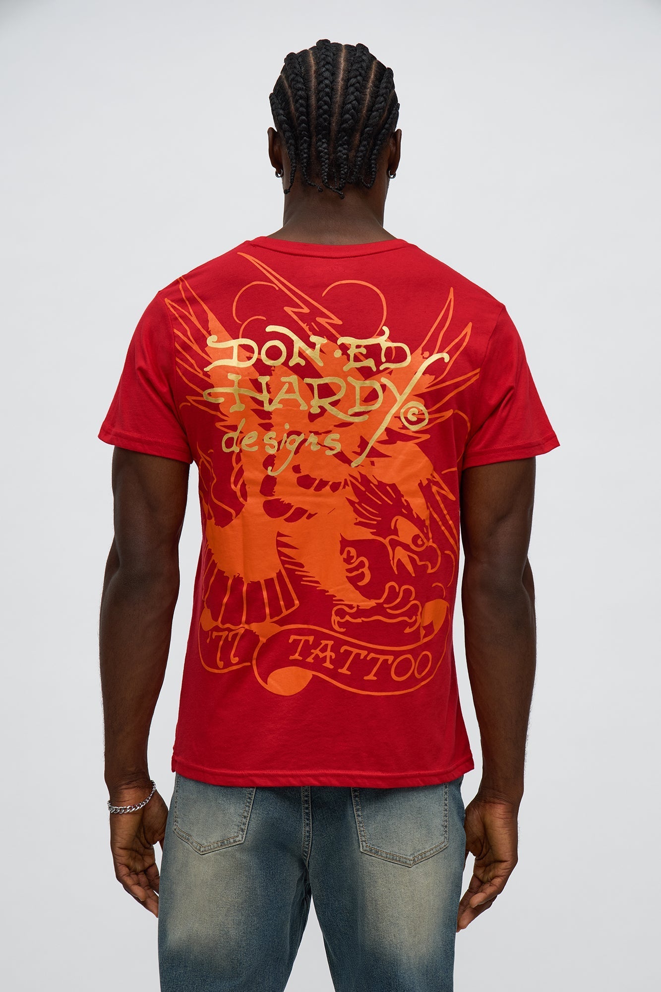 Ed Hardy Rose Faith Short Sleeve Tee - Red Fashion Nova