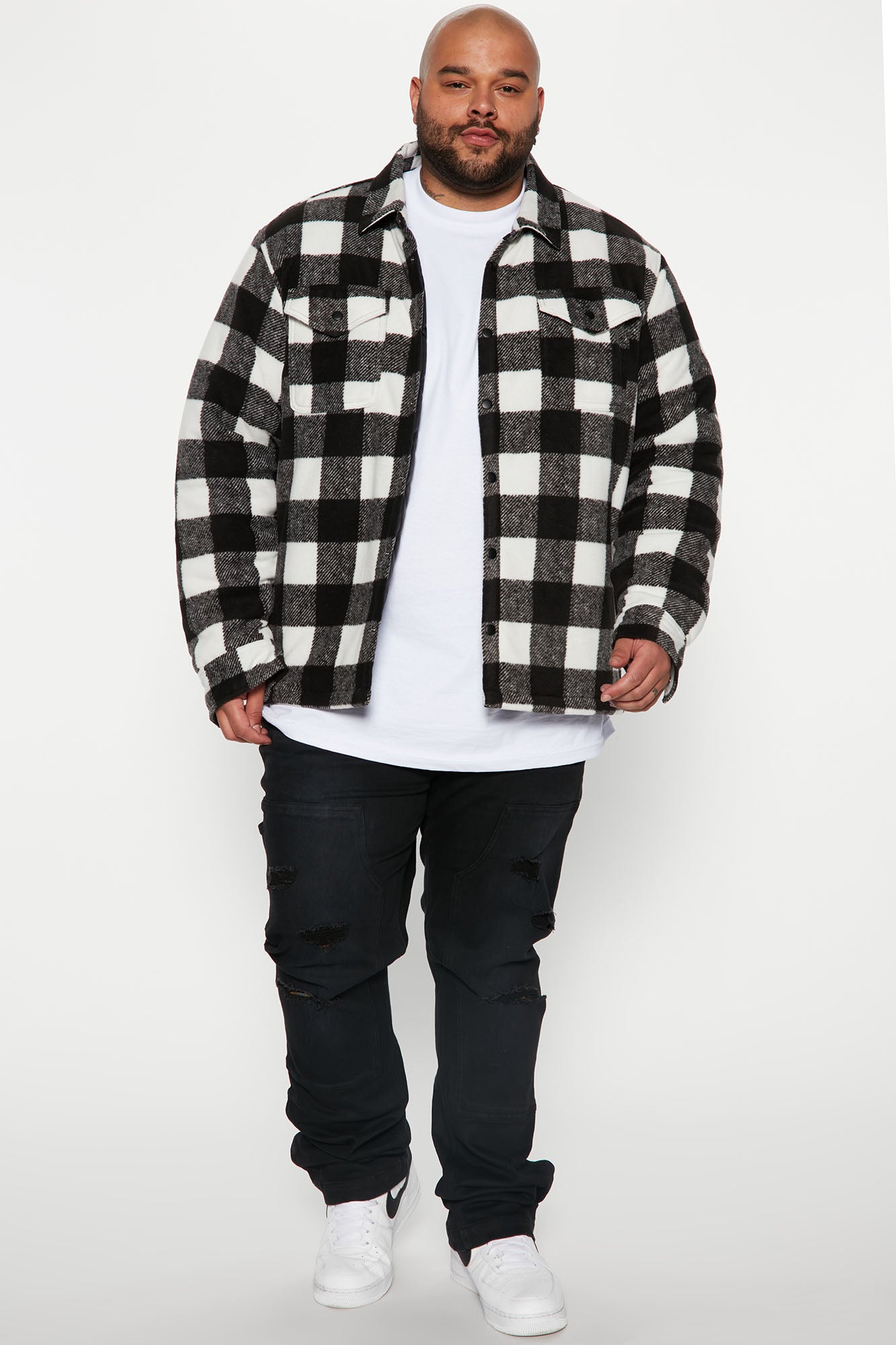 Lumber Flannel Shacket - Black/combo Fashion Nova