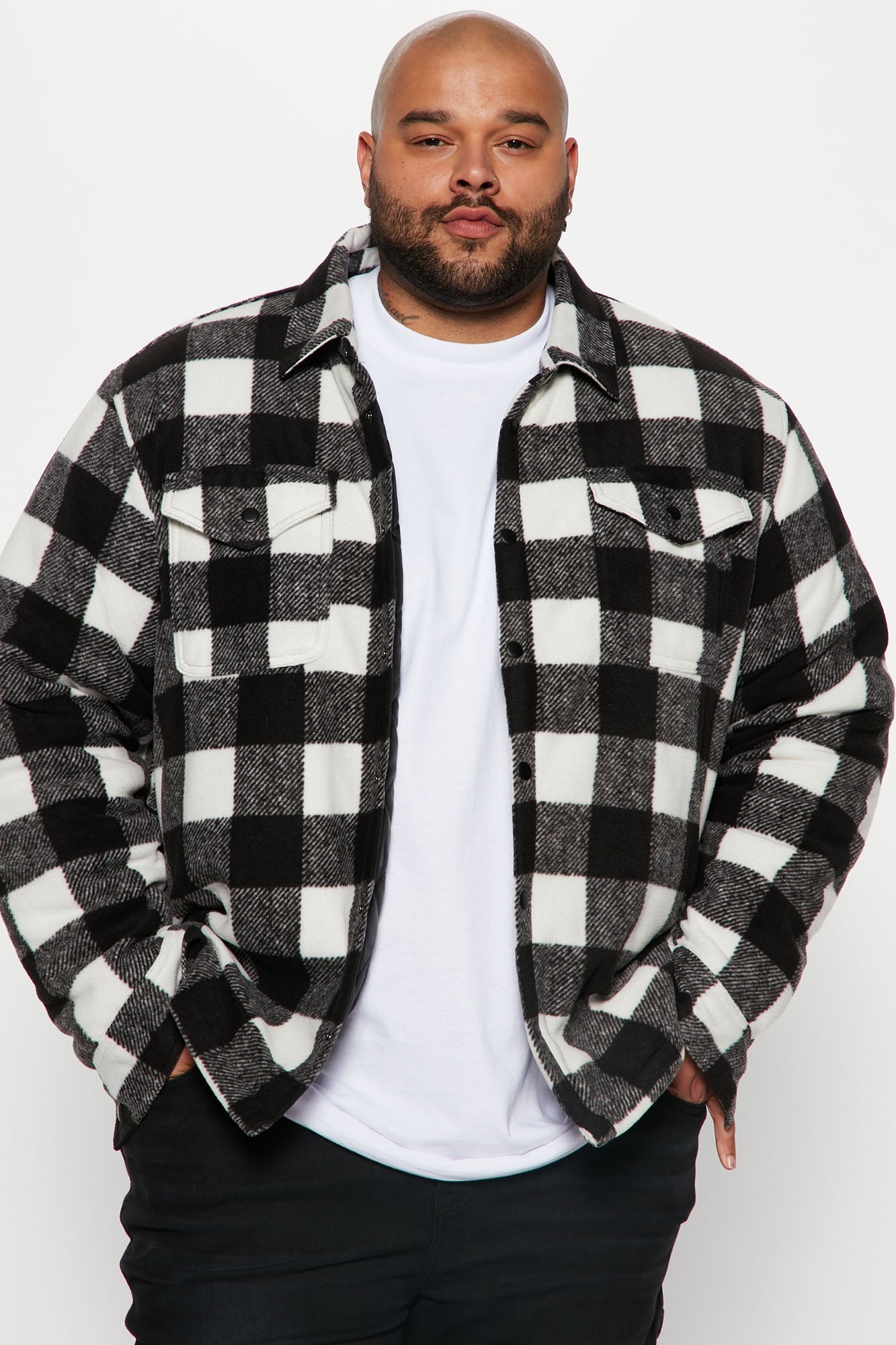 Lumber Flannel Shacket - Black/combo Fashion Nova