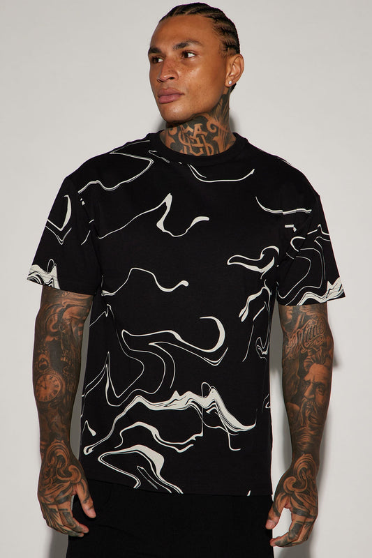 All In Marble Short Sleeve Tee - Black/combo Fashion Nova