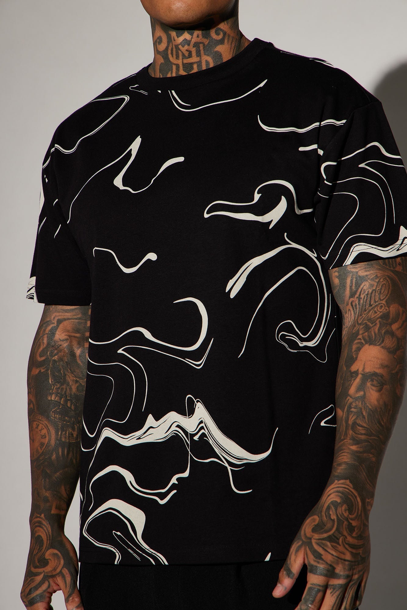 All In Marble Short Sleeve Tee - Black/combo Fashion Nova