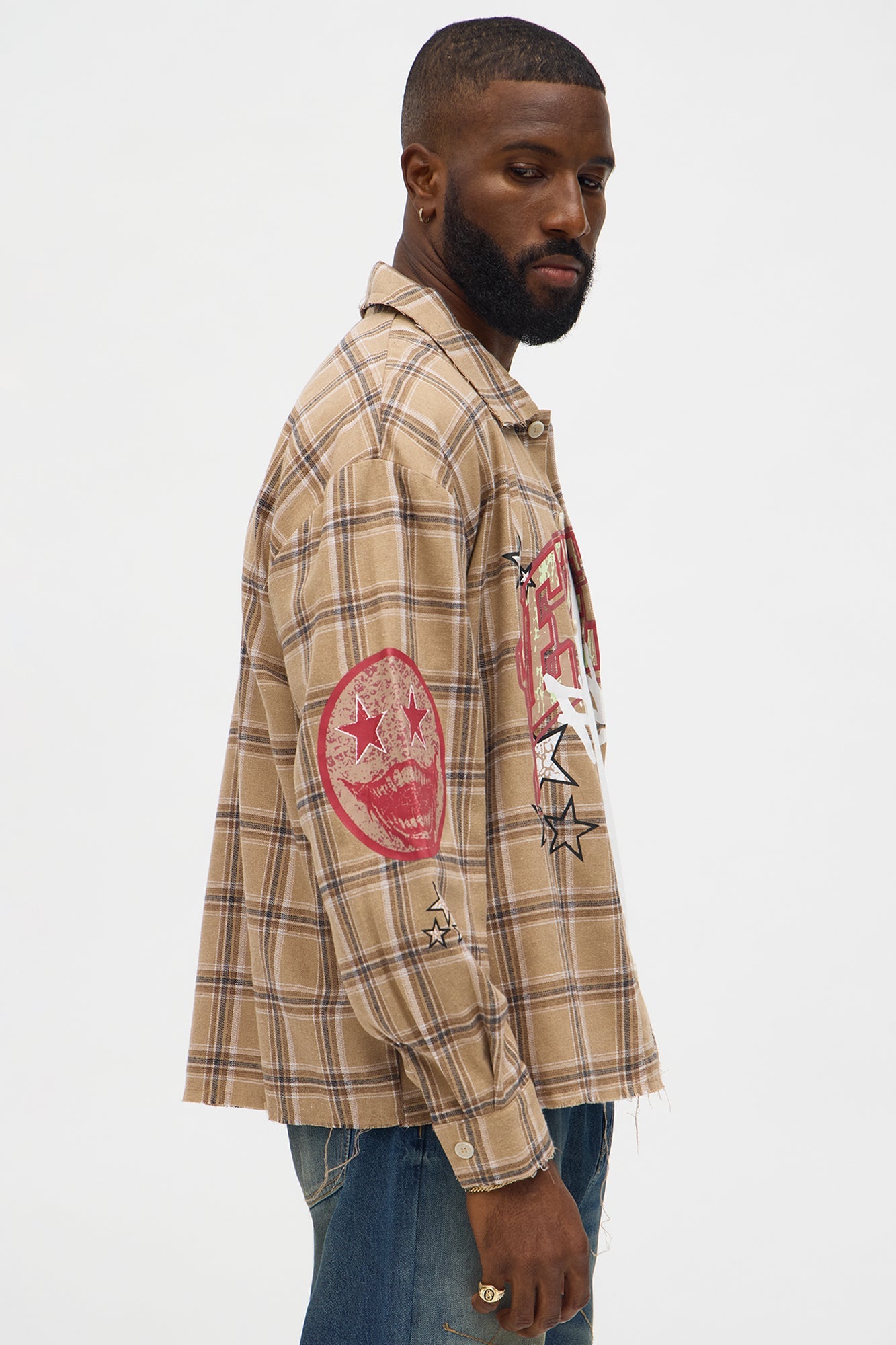 Revenge Woven Flannel - Taupe/combo Fashion Nova