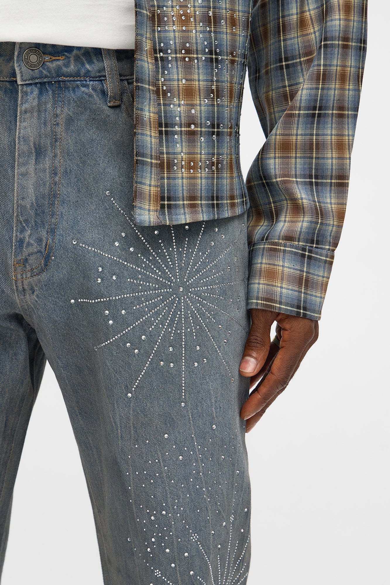 Slim Shining Star Rhinestoned Jean - Vintage Blue Wash Fashion Nova