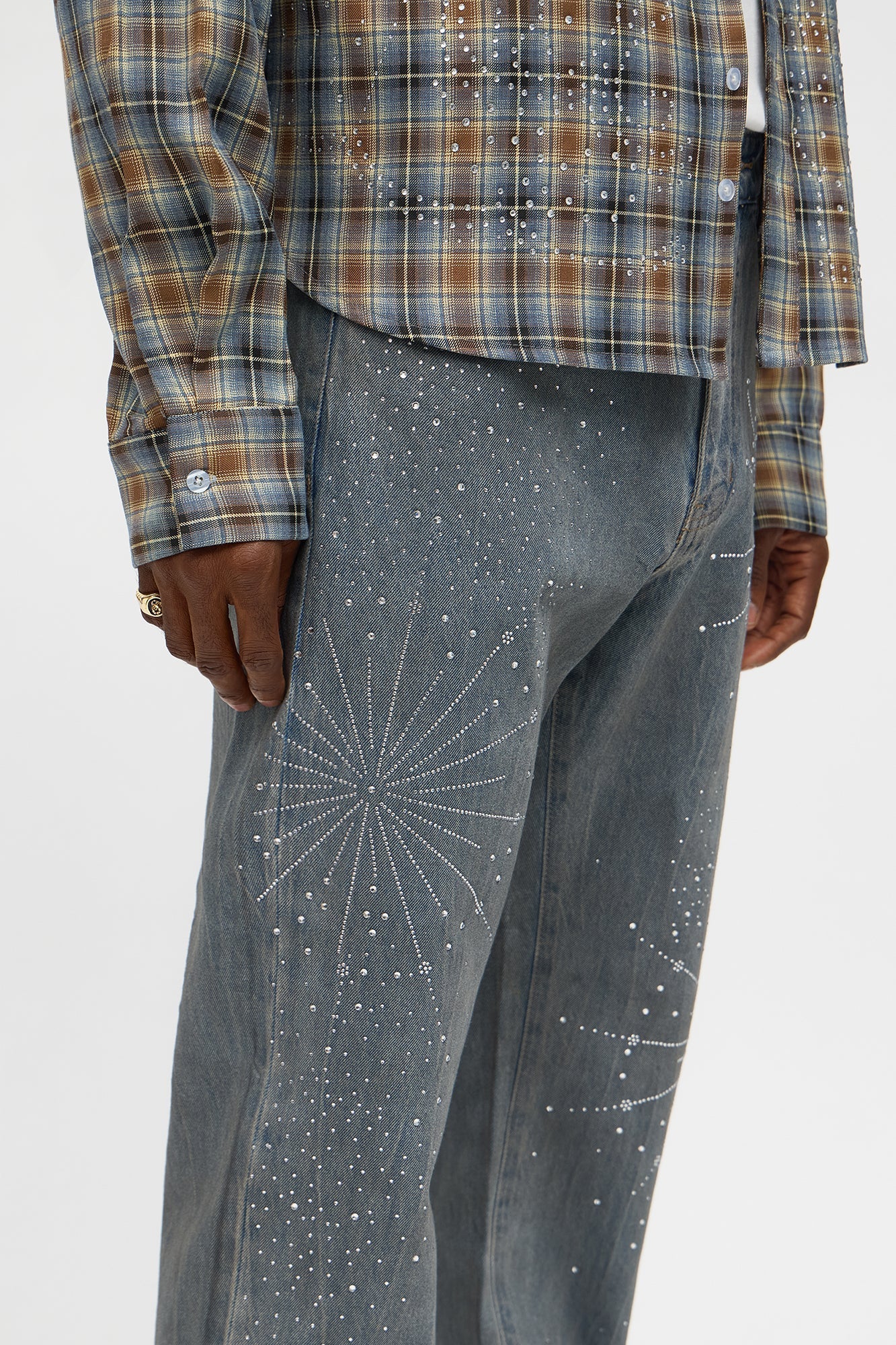 Slim Shining Star Rhinestoned Jean - Vintage Blue Wash Fashion Nova