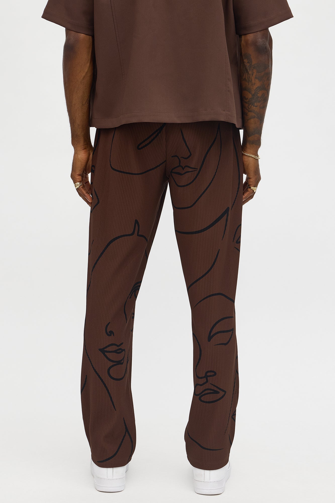 Straight Show Up Printed Face Pant - Brown Fashion Nova