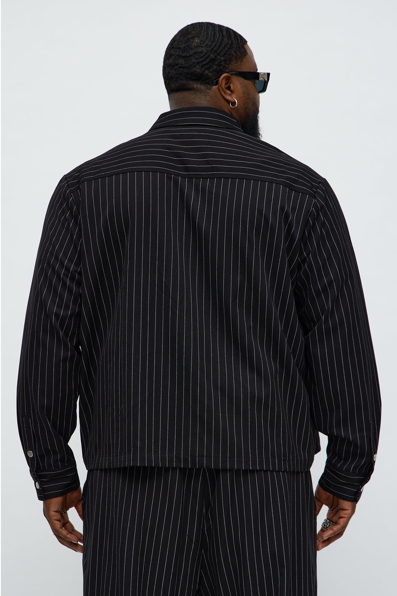 Cropped Striped Button Up Shirt - Black Fashion Nova