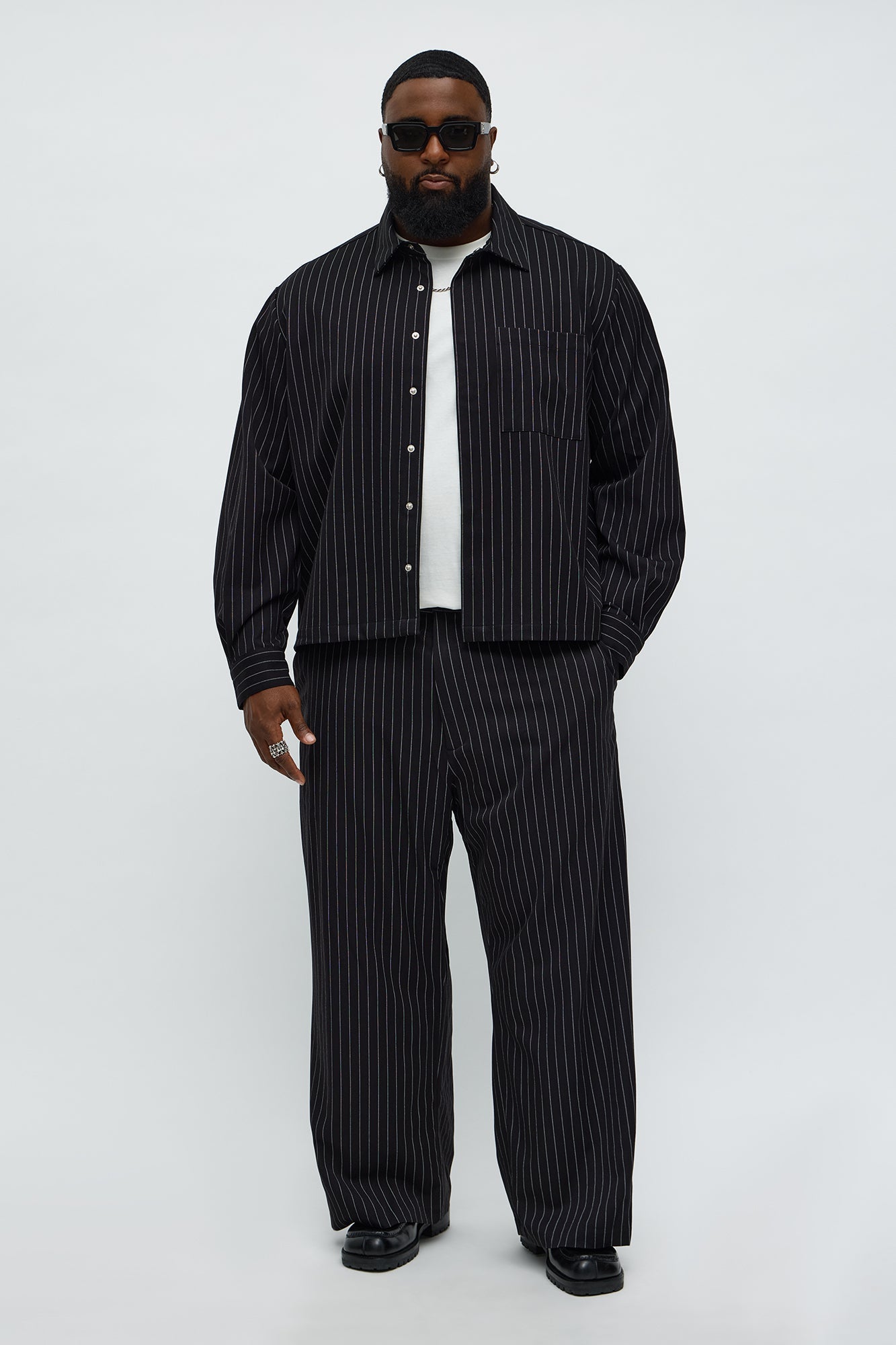 Wide Leg Straight Striped Trouser - Black Fashion Nova