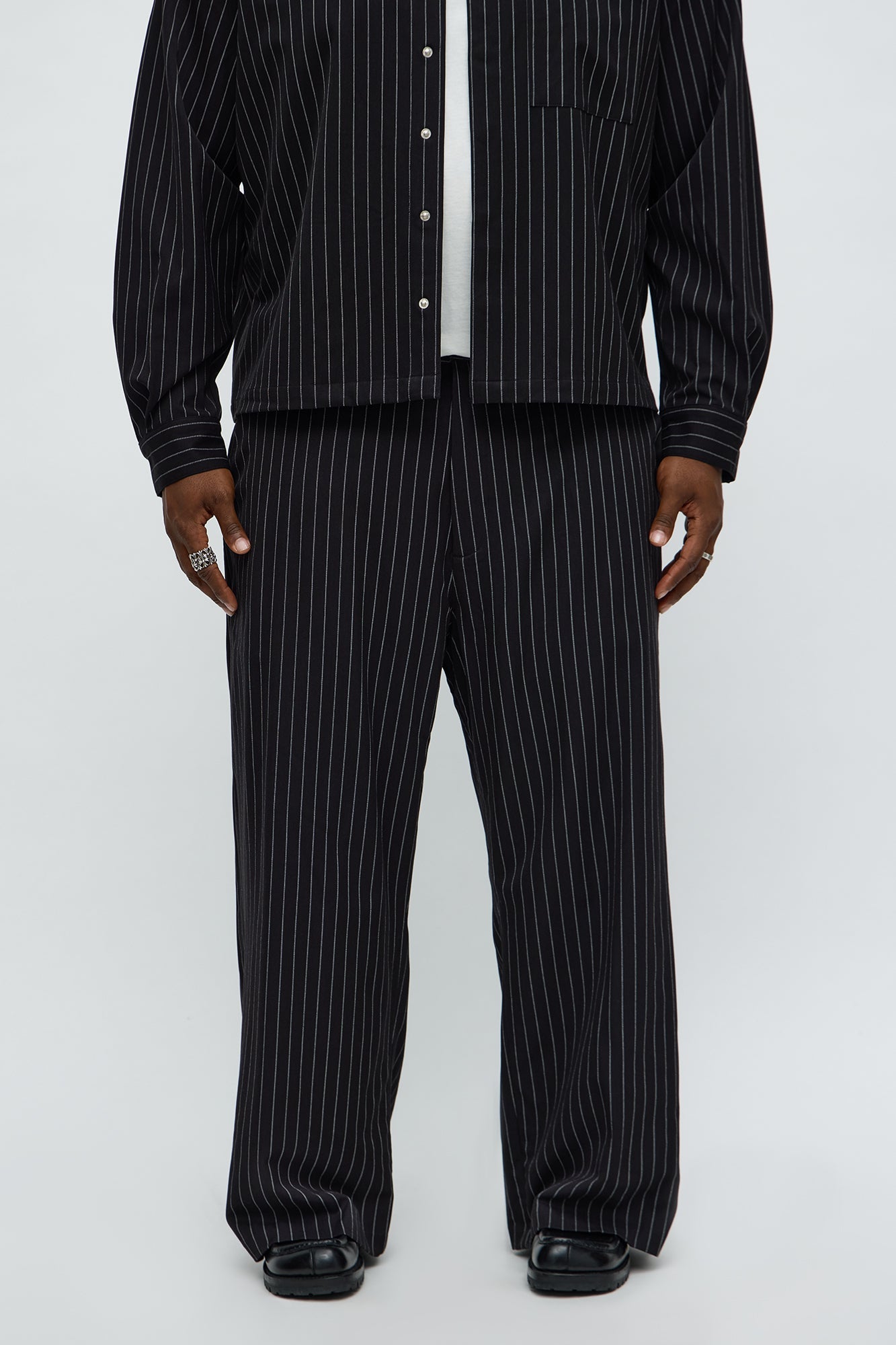 Wide Leg Straight Striped Trouser - Black Fashion Nova
