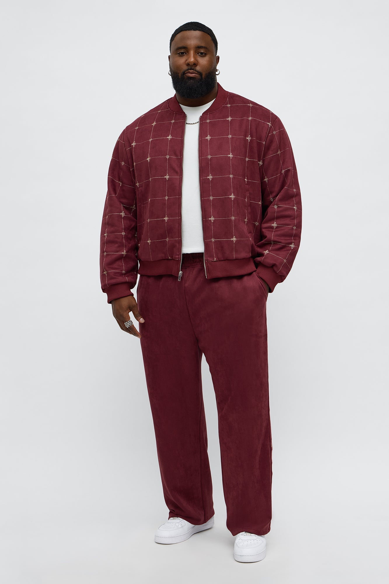 Straight Faux Velvet Buzzed Pant - Burgundy Fashion Nova