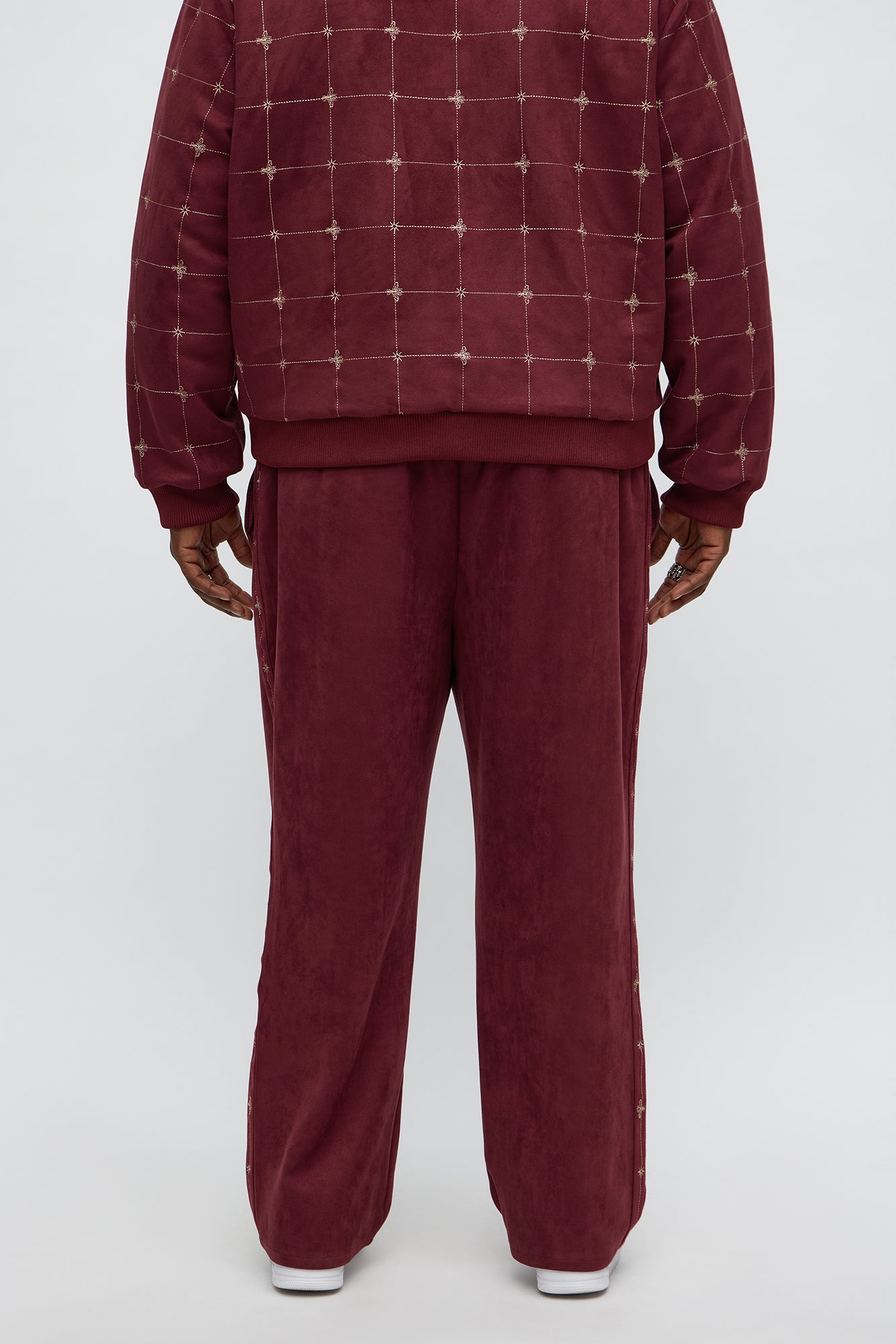 Straight Faux Velvet Buzzed Pant - Burgundy Fashion Nova