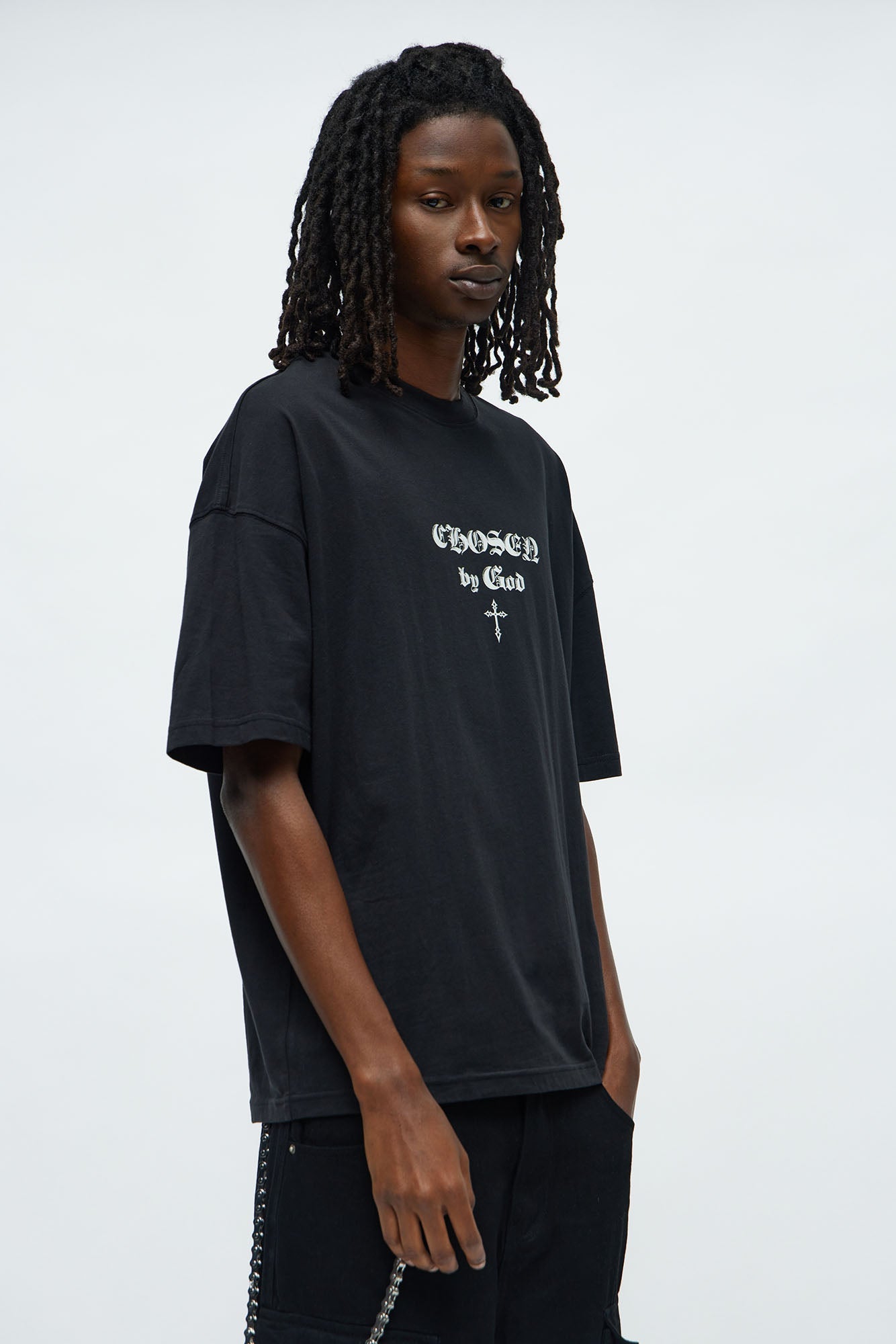 Saved Chosen By God Oversized Short Sleeve Tee - Black Fashion Nova