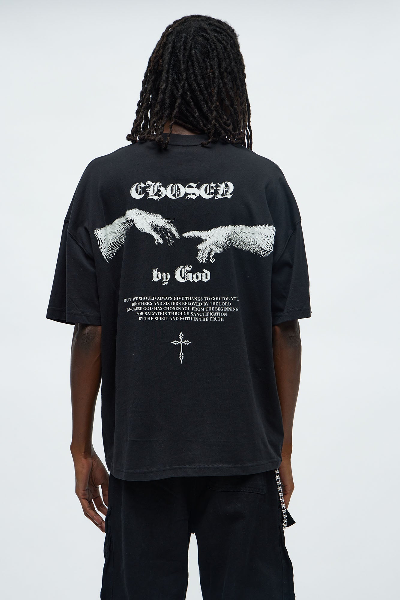 Saved Chosen By God Oversized Short Sleeve Tee - Black Fashion Nova