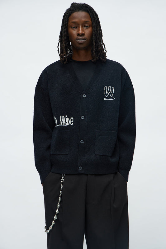 Cropped Clover Academic Sweater Cardigan - Black Fashion Nova