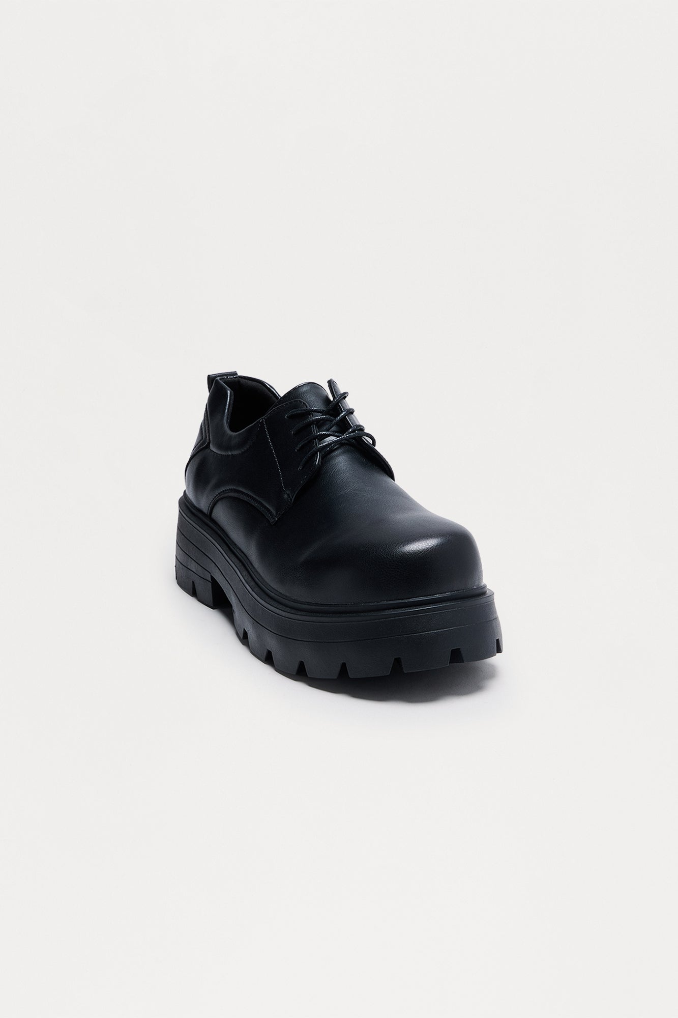 Lace Up Chunky Sole Shoe - Black Fashion Nova