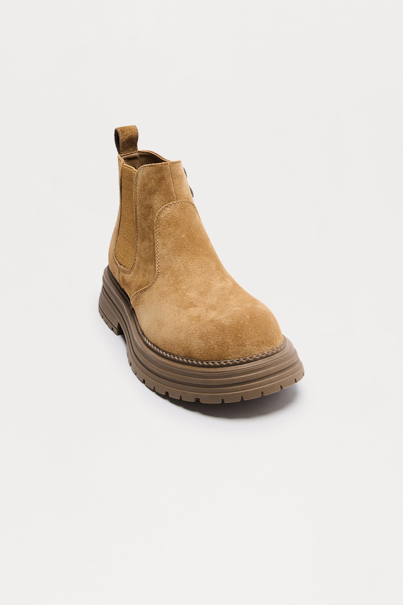 Genuine Suede Lace Less Chunky Boot - Taupe Fashion Nova
