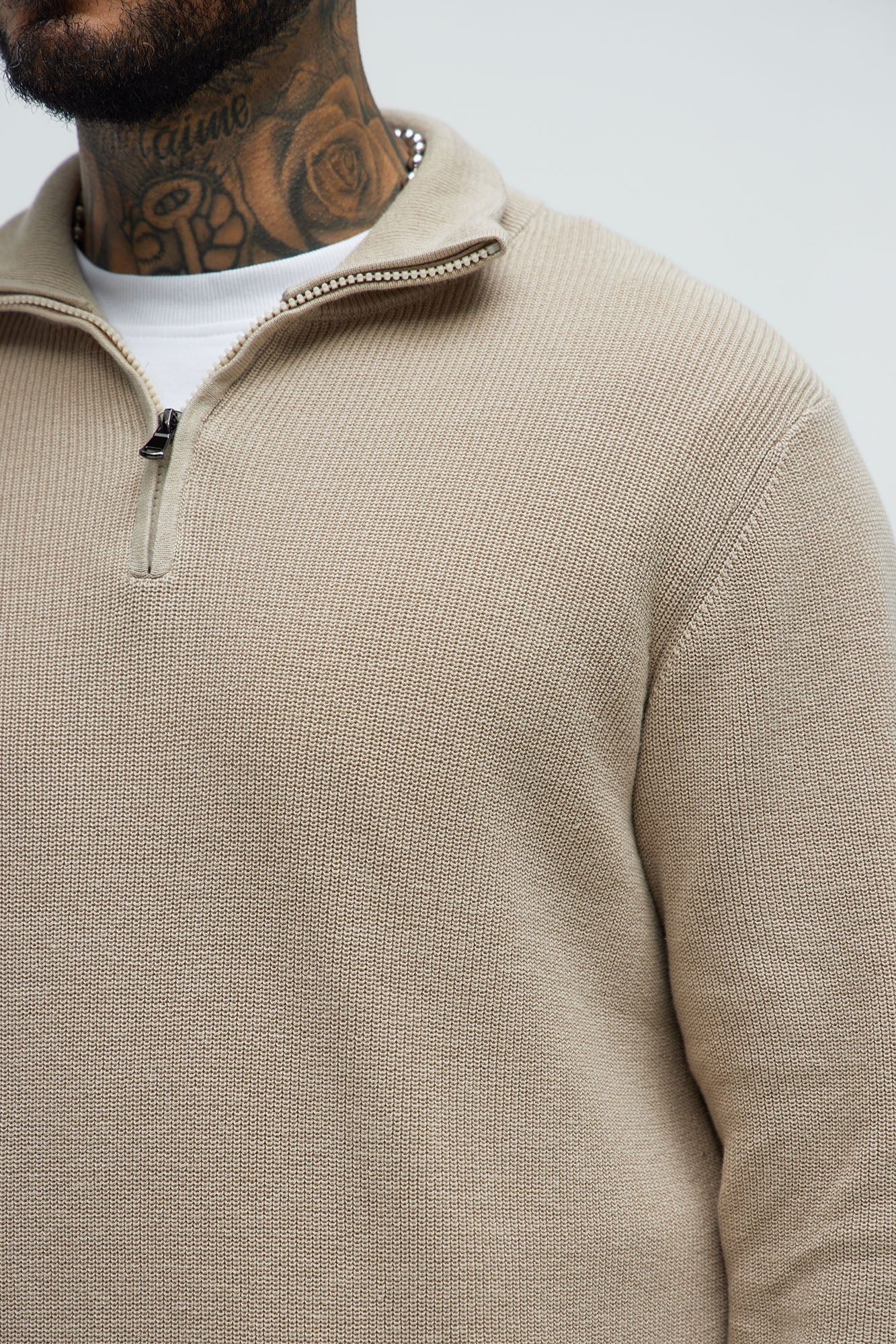Shawn Quarter Zip Sweater - Tan Fashion Nova
