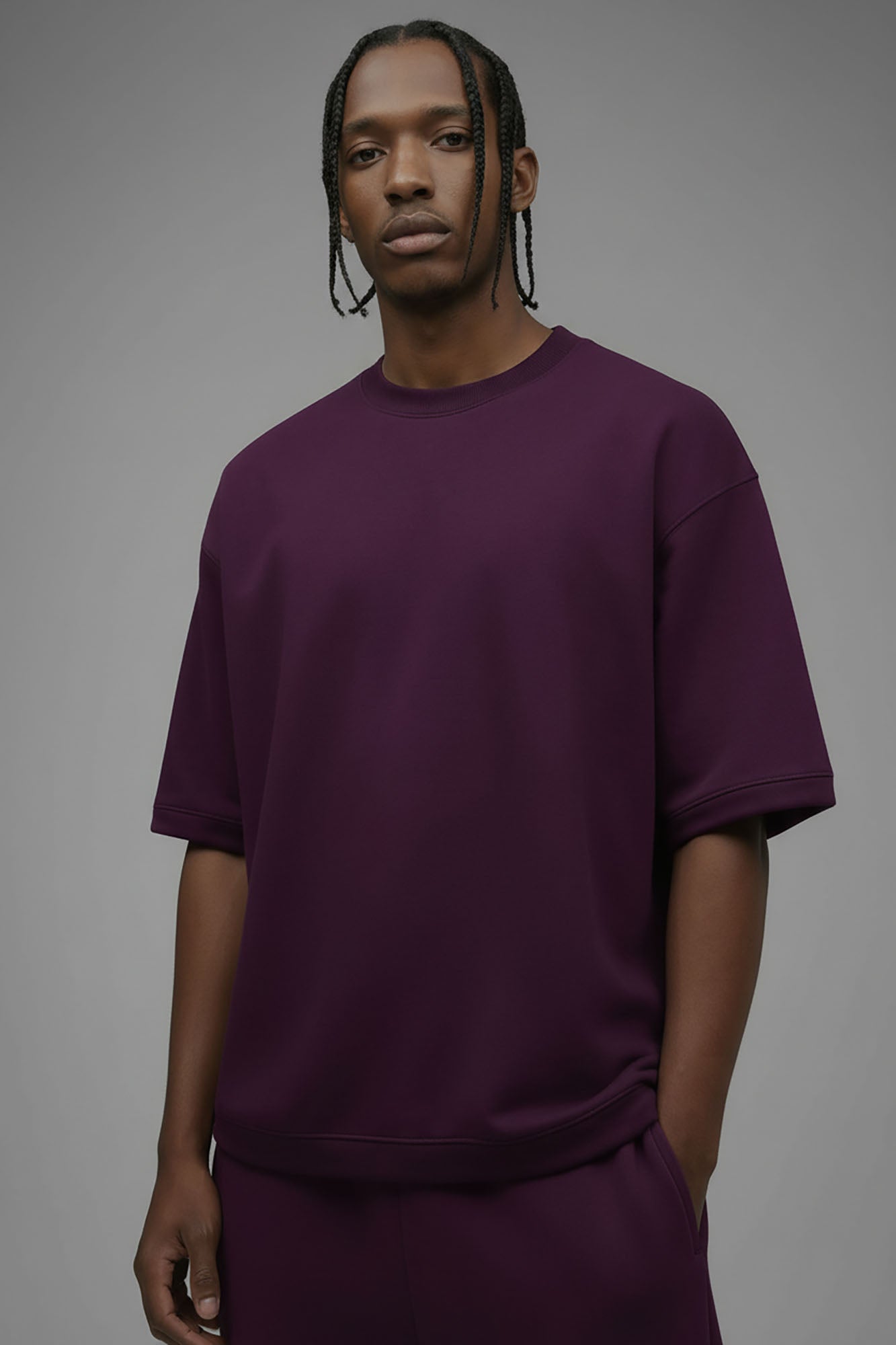 410 Oversized Fleece Tee - Plum Fashion Nova