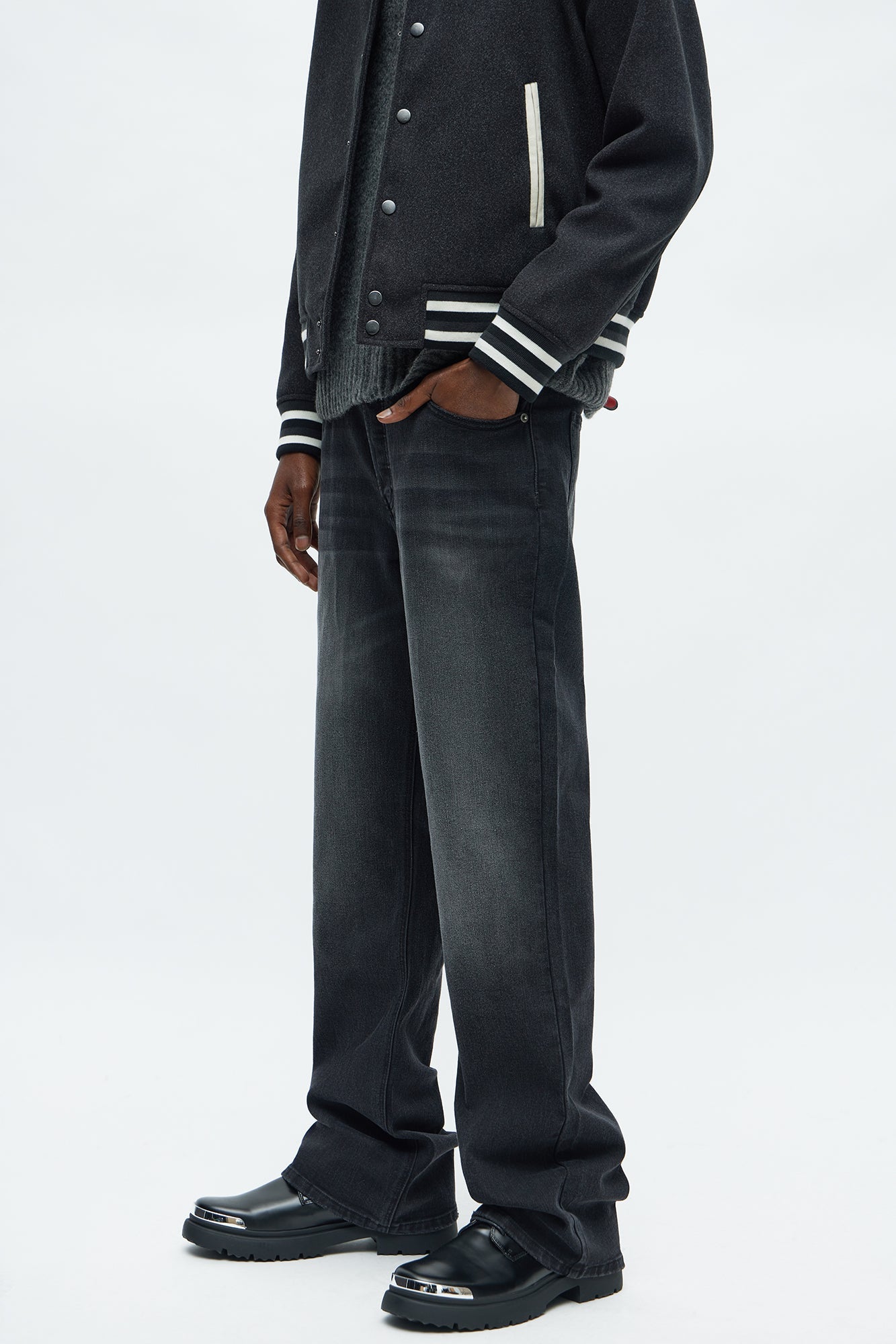 Stacked Slim Flare I'm That Ombre Jean - Black Wash Fashion Nova