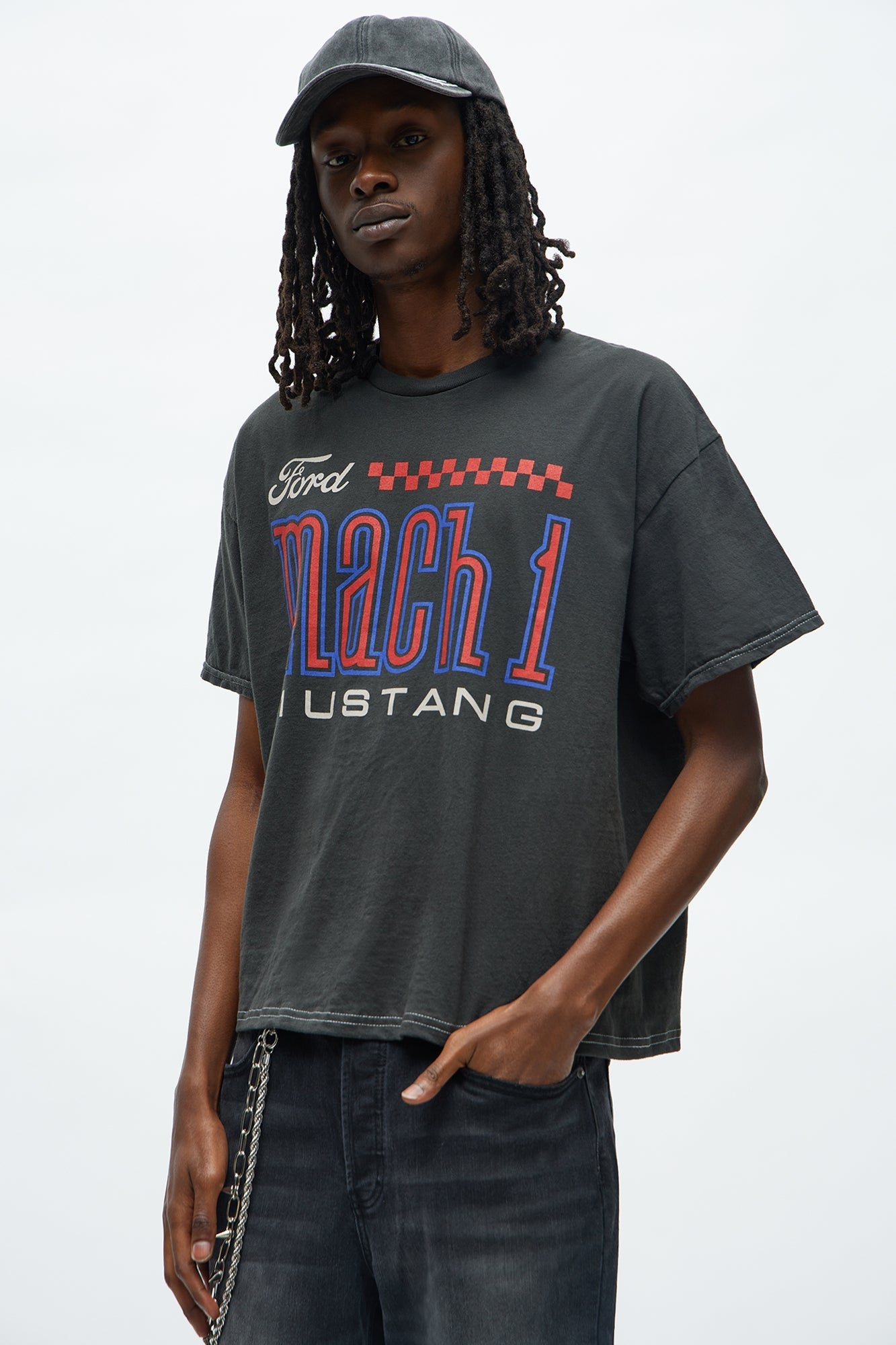 Ford Mach 1 Mustang Boxy Short Sleeve Tee - Black Fashion Nova