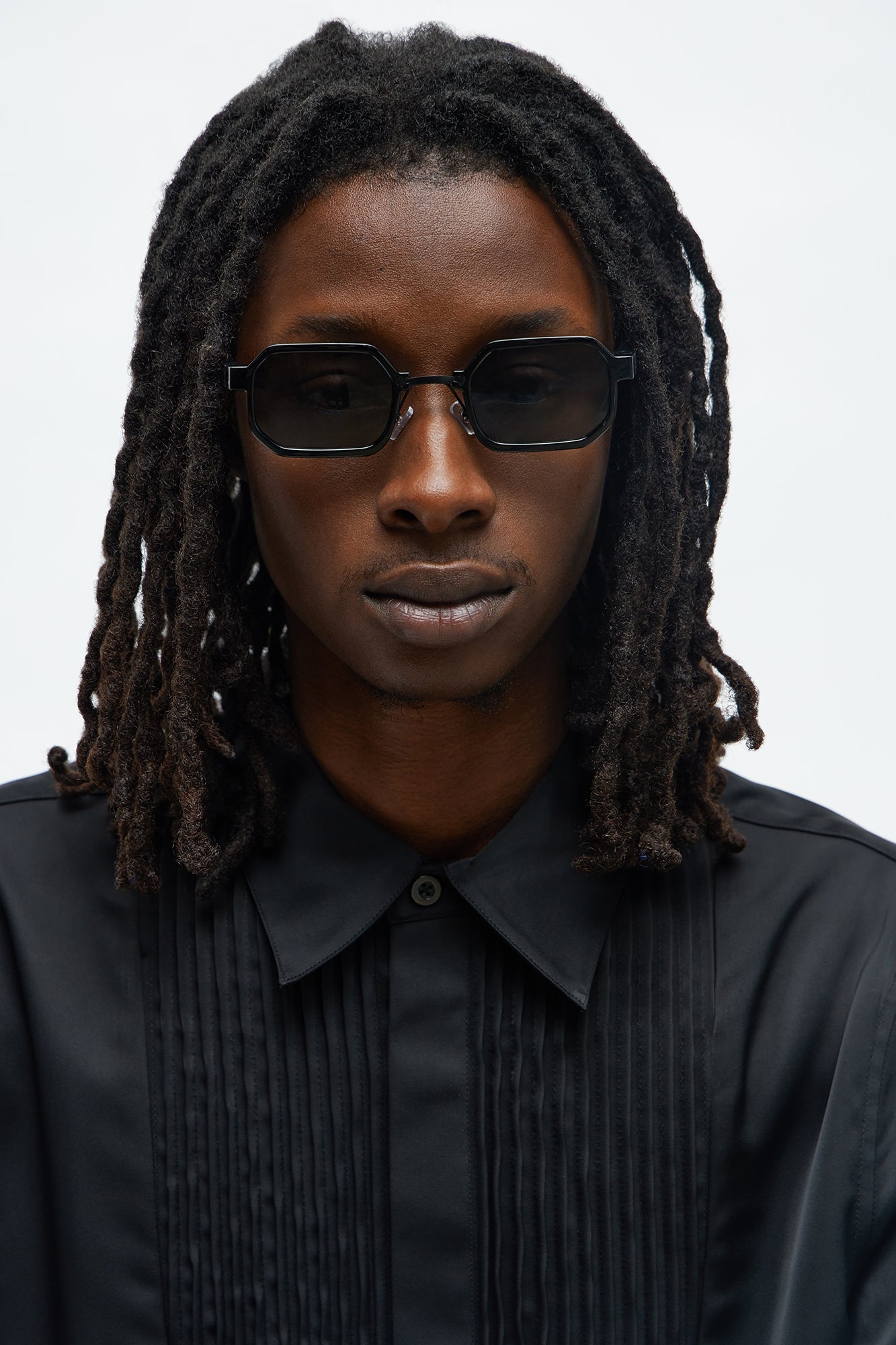 Illusion Square Frame Color Lens Sunglasses - Black Fashion Nova