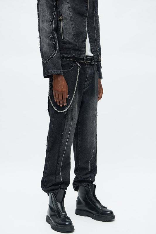 Straight Been Down Jeweled Jean - Black Wash Fashion Nova