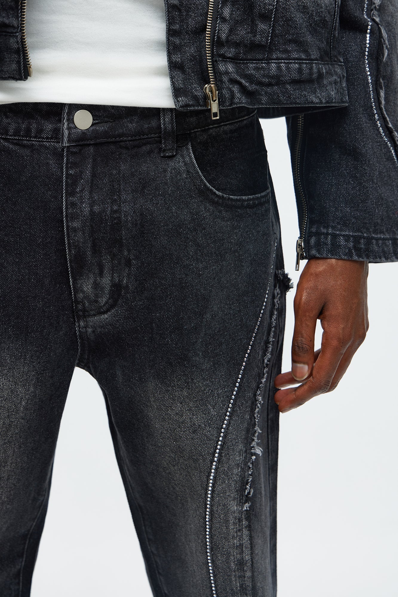 Straight Been Down Jeweled Jean - Black Wash Fashion Nova
