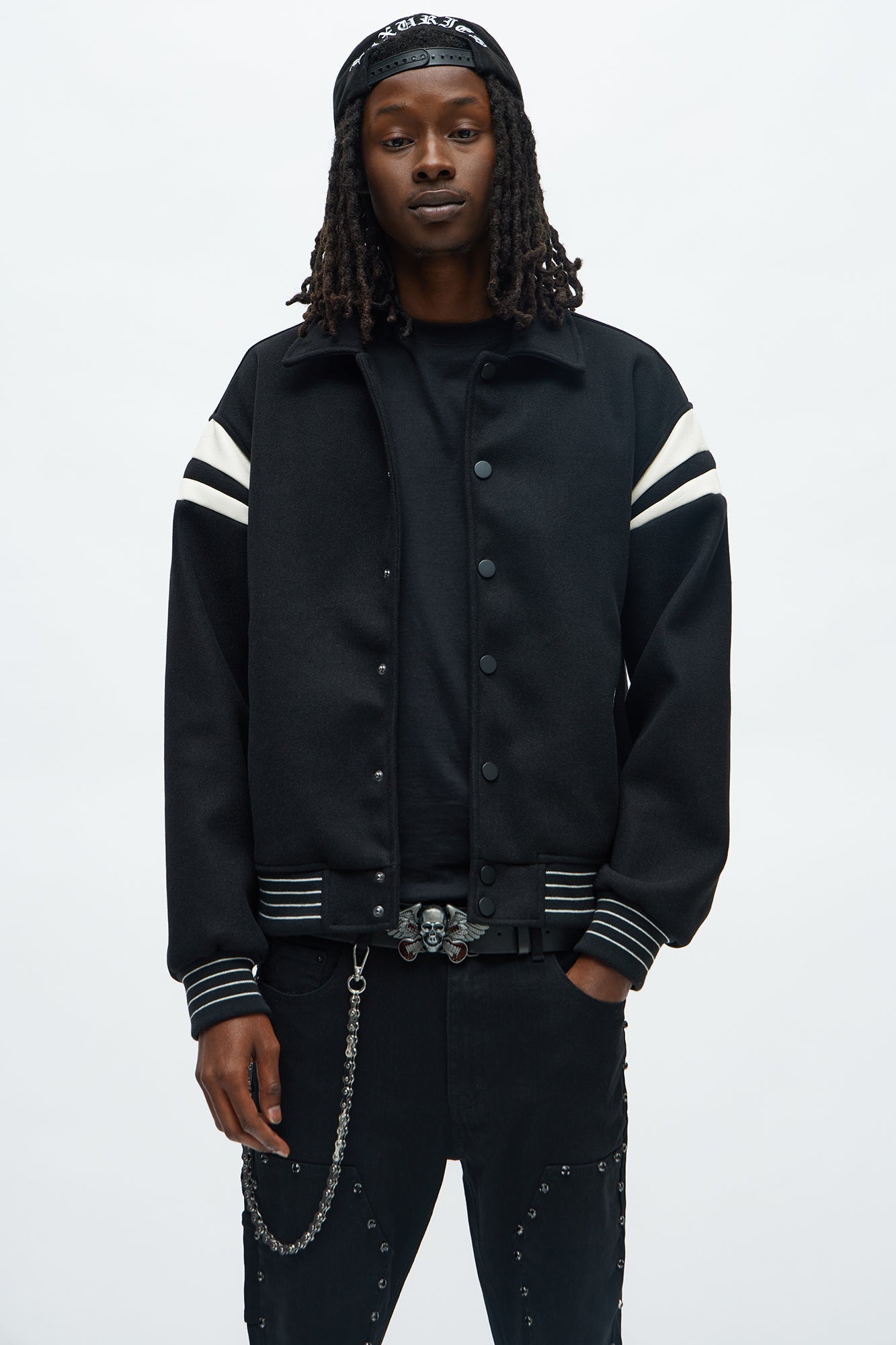 Classic Old School Varsity Jacket - Black Fashion Nova