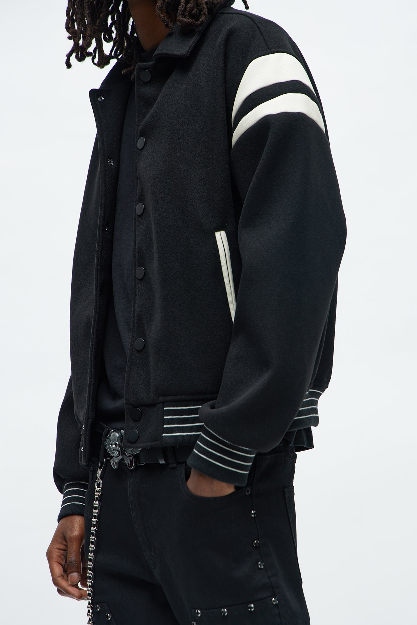 Classic Old School Varsity Jacket - Black Fashion Nova