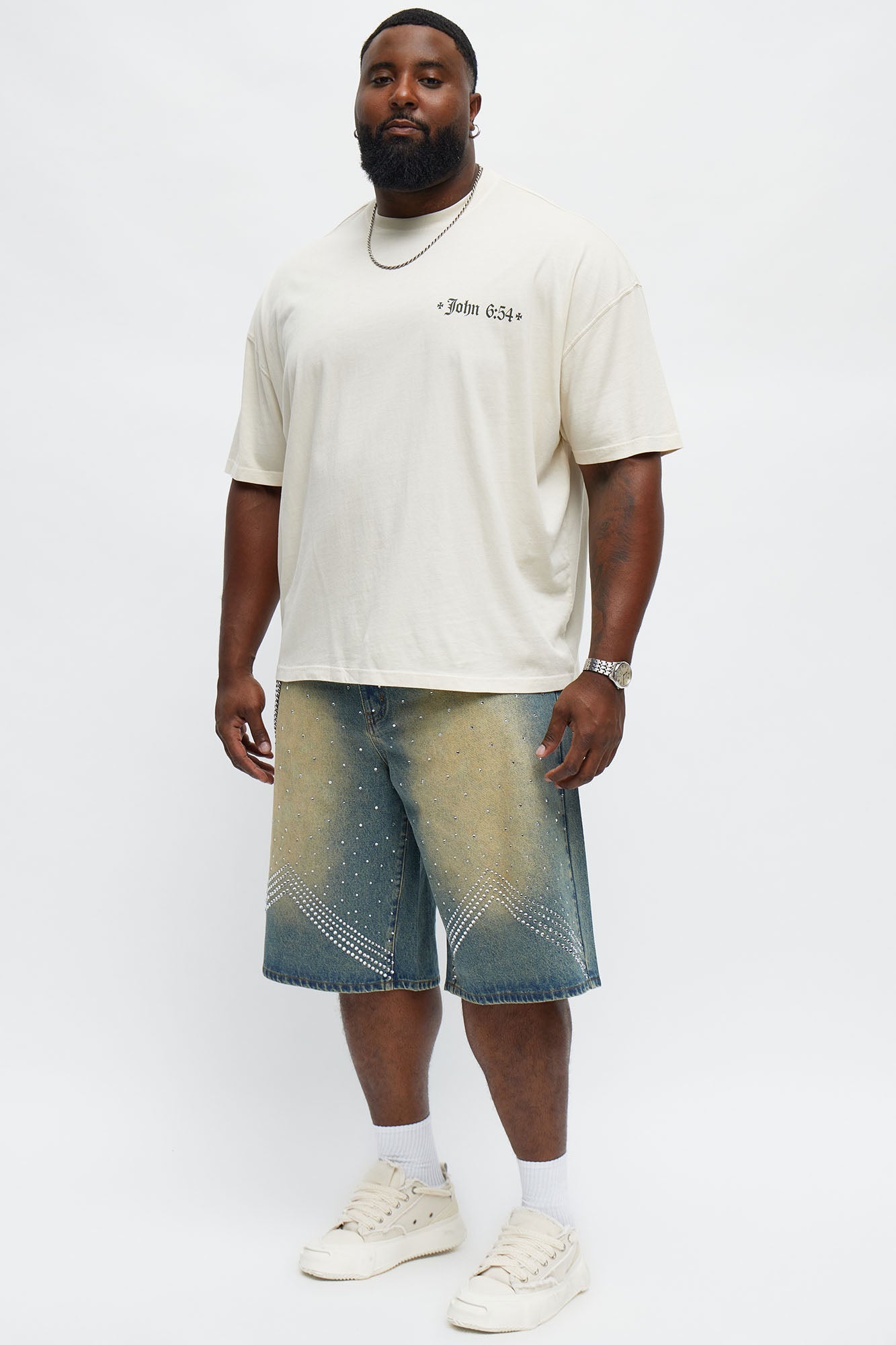 John 6 Verse 54 Oversized Short Sleeve Tee - Cream Fashion Nova