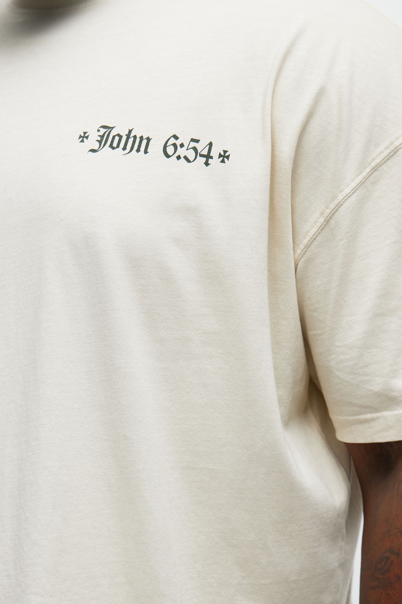 John 6 Verse 54 Oversized Short Sleeve Tee - Cream Fashion Nova