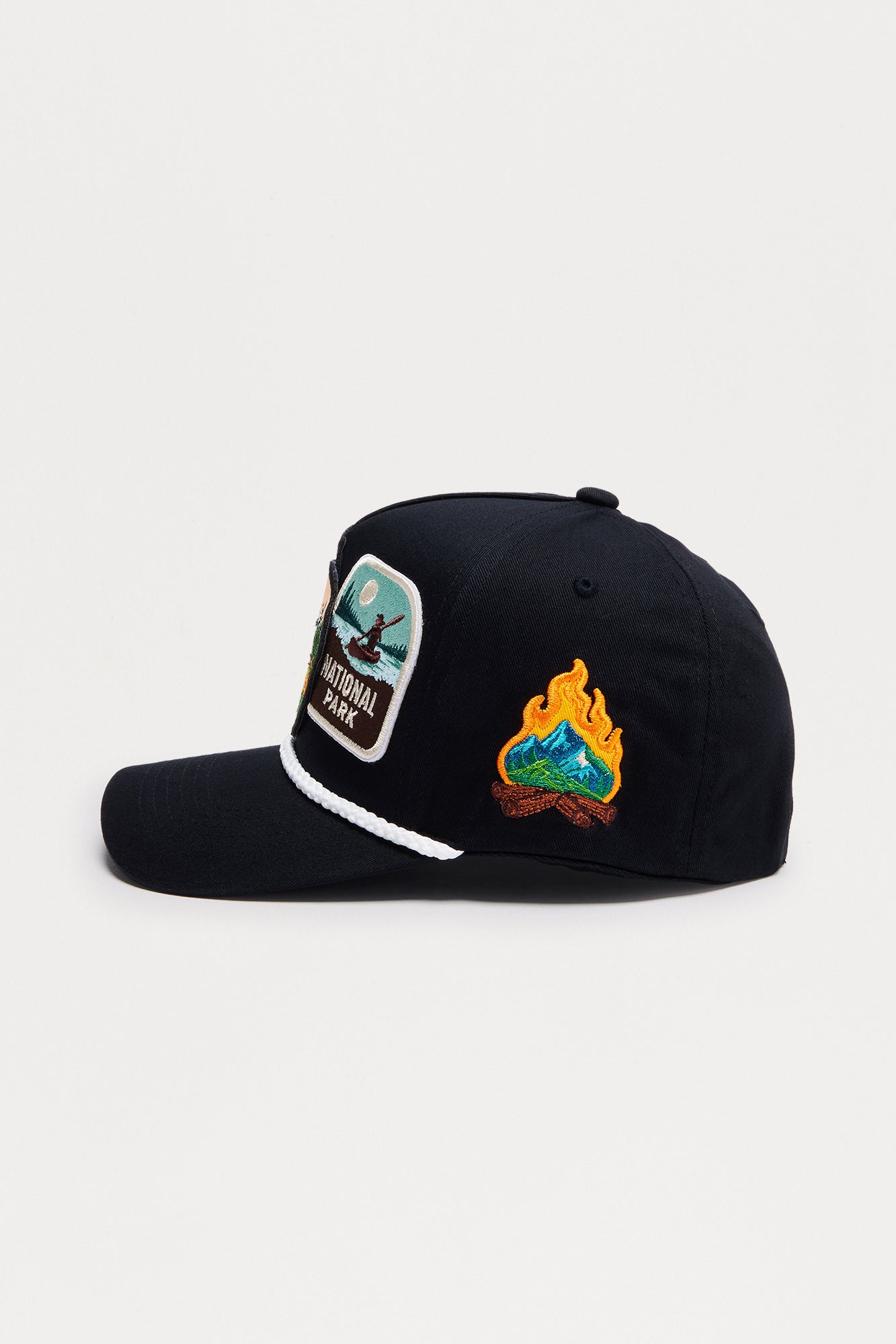 Camp Badge Structured Snapback Hat - Black Fashion Nova