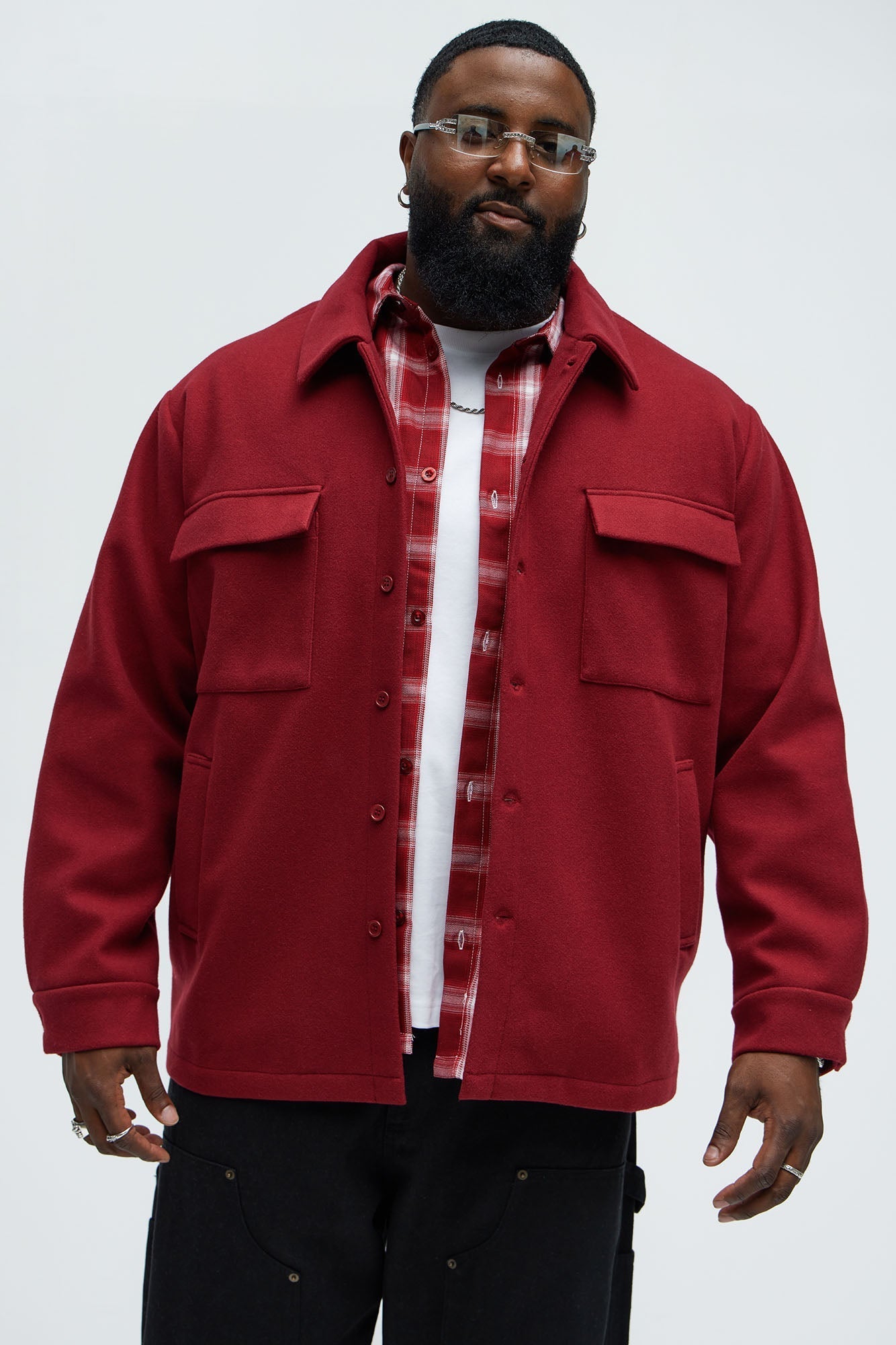 Ballou Pocket Button Up Shirt - Burgundy Fashion Nova