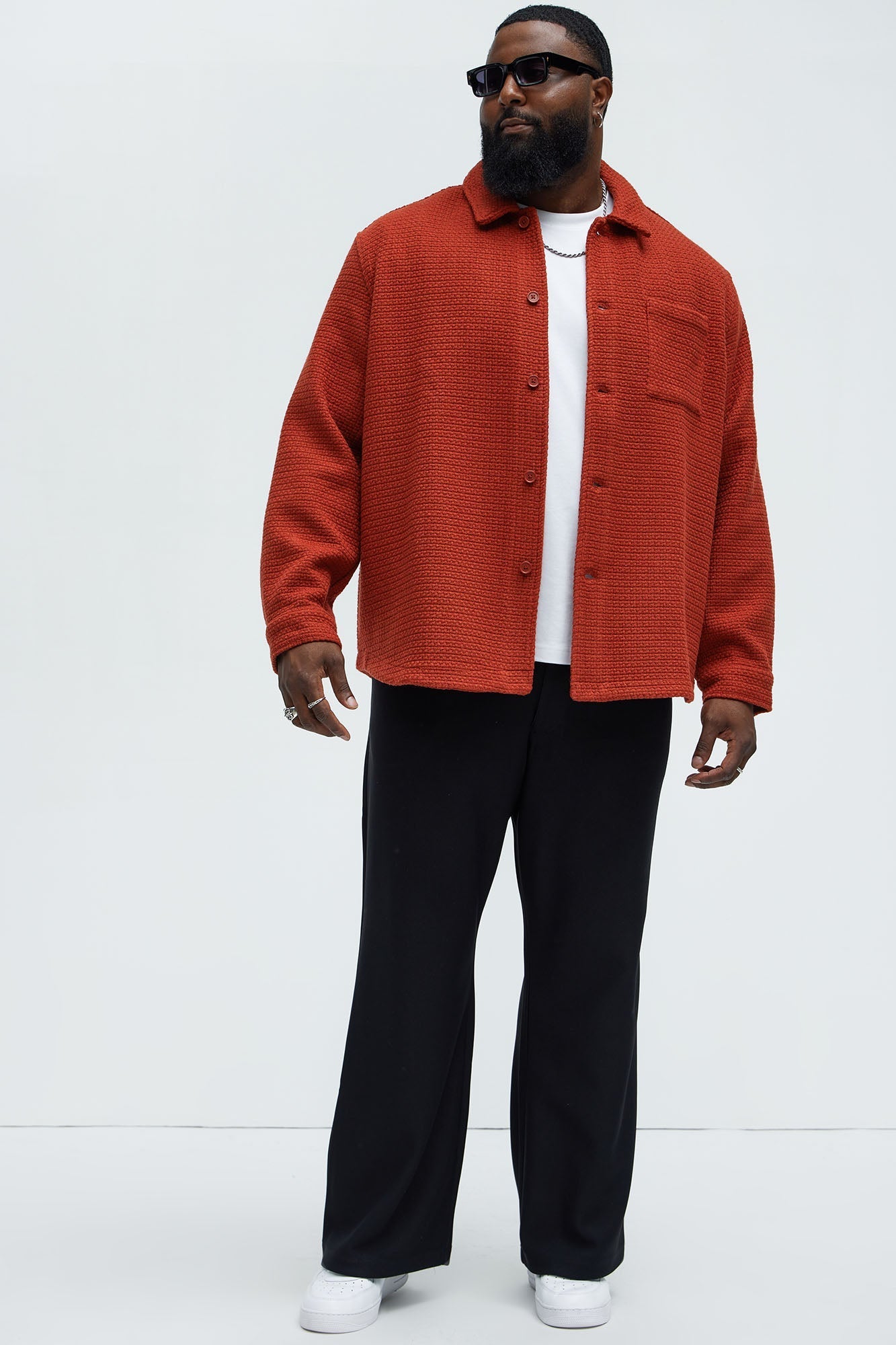 Linden Textured Button Up Shirt - Rust Fashion Nova