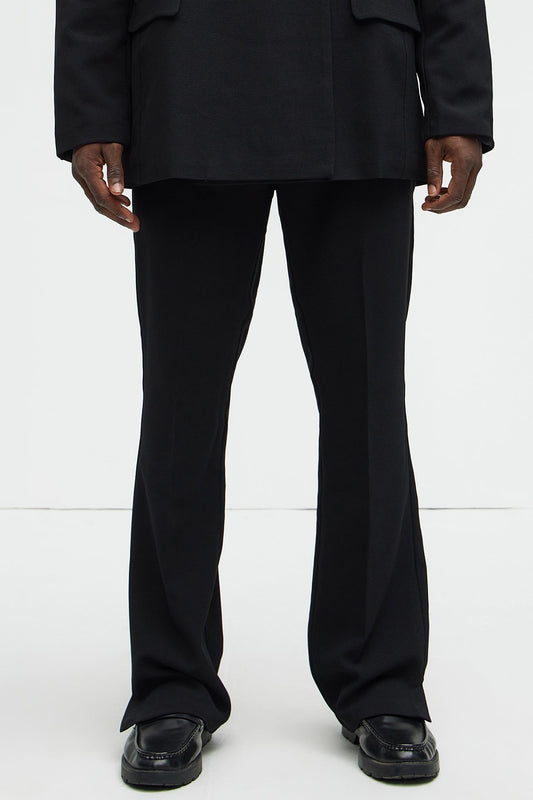 Golden Hour Slit Slim Flare Trousers - Black Fashion Nova