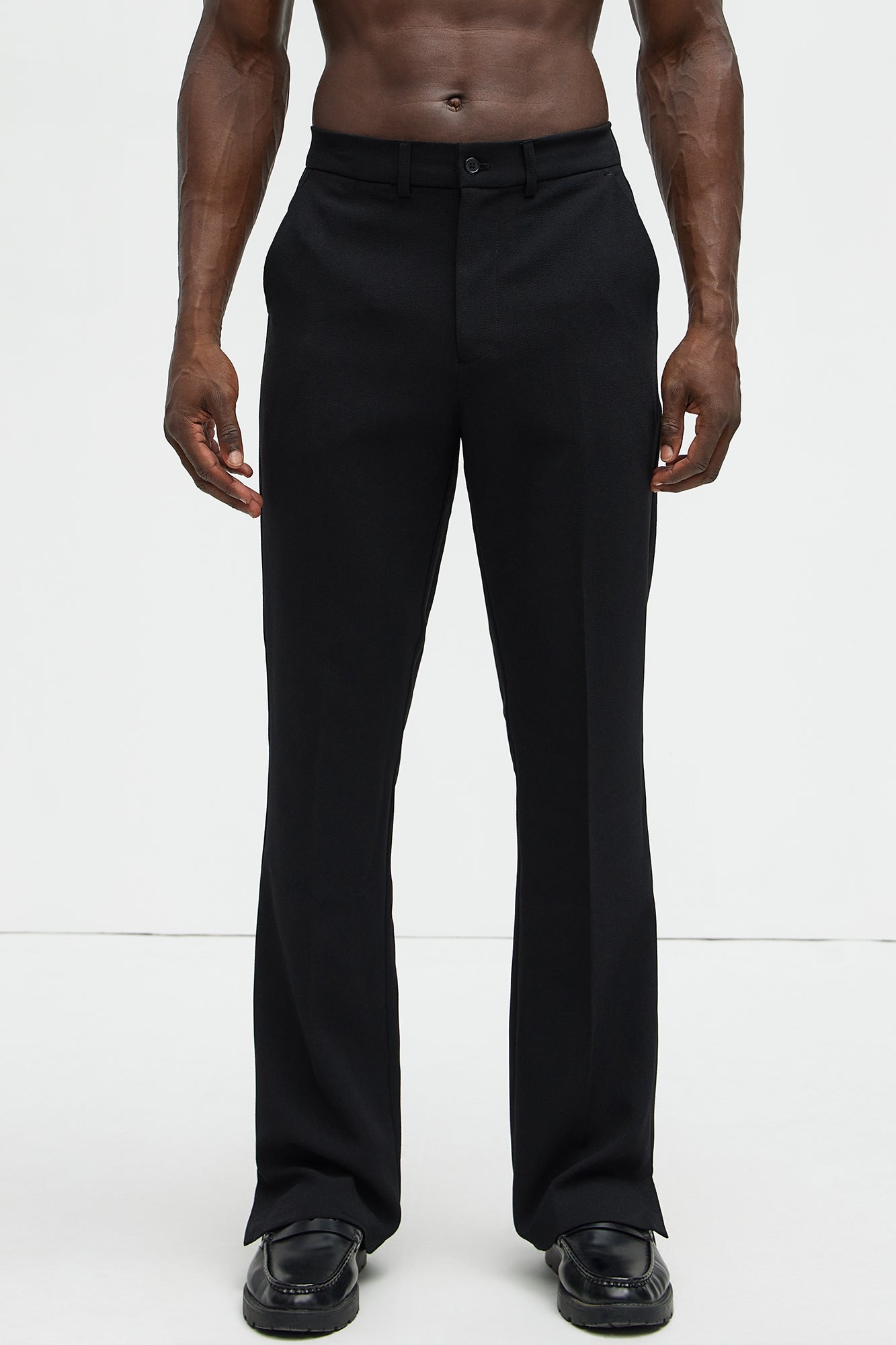 Golden Hour Slit Slim Flare Trousers - Black Fashion Nova