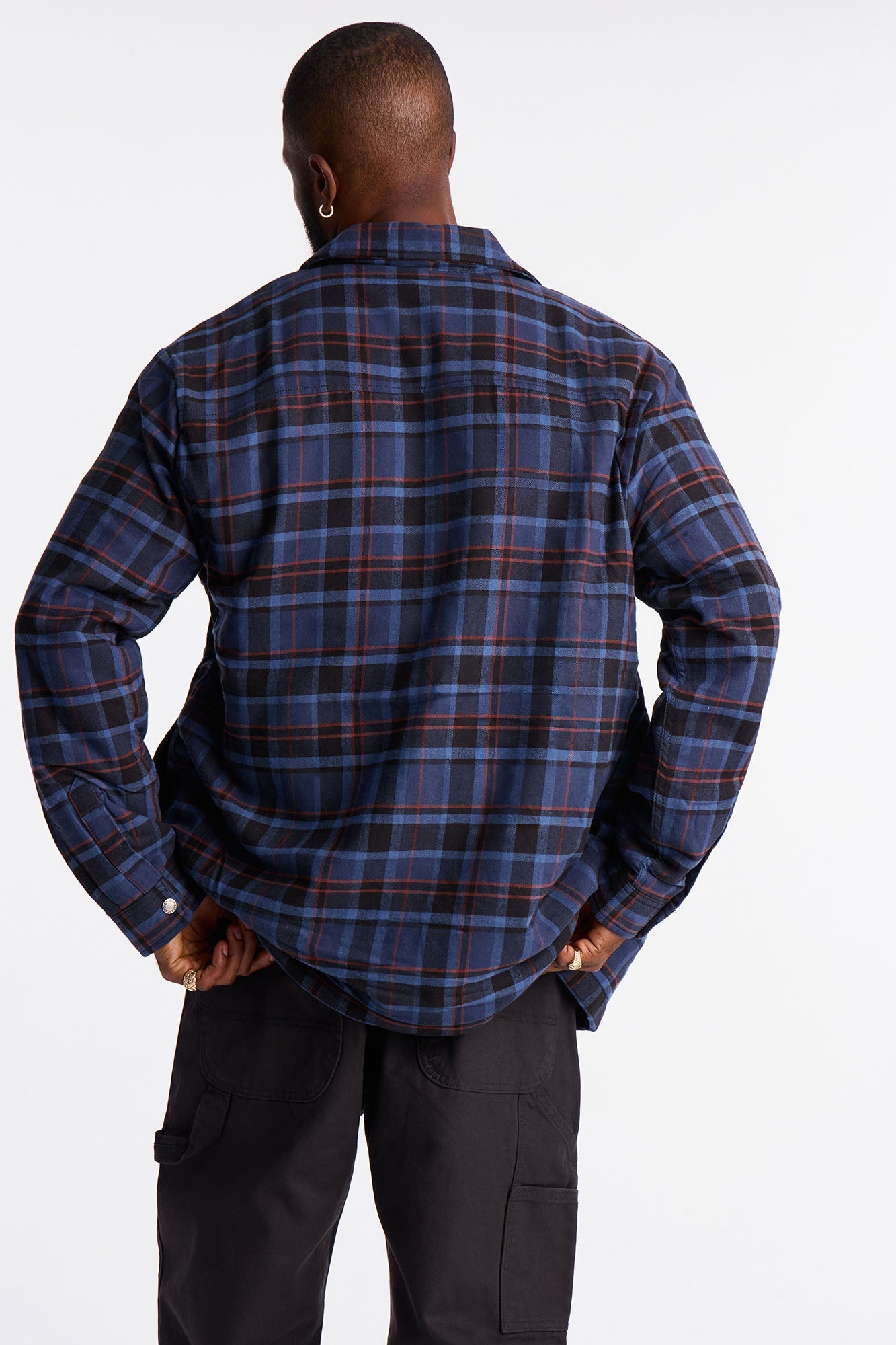 Dickies Sherpa Lined Flannel Shirt Jacket - Blue Fashion Nova