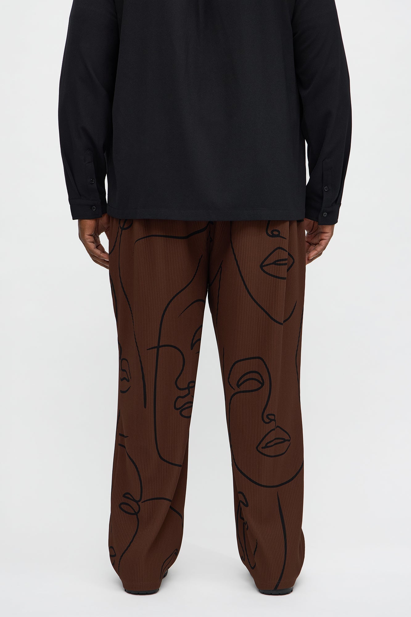 Straight Show Up Printed Face Pant - Brown Fashion Nova