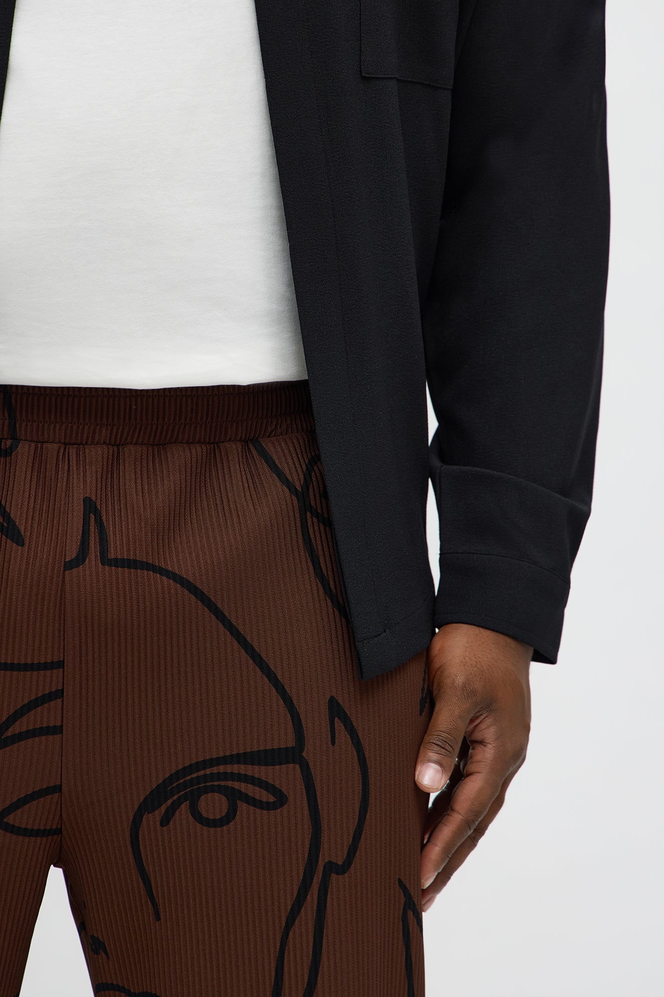 Straight Show Up Printed Face Pant - Brown Fashion Nova