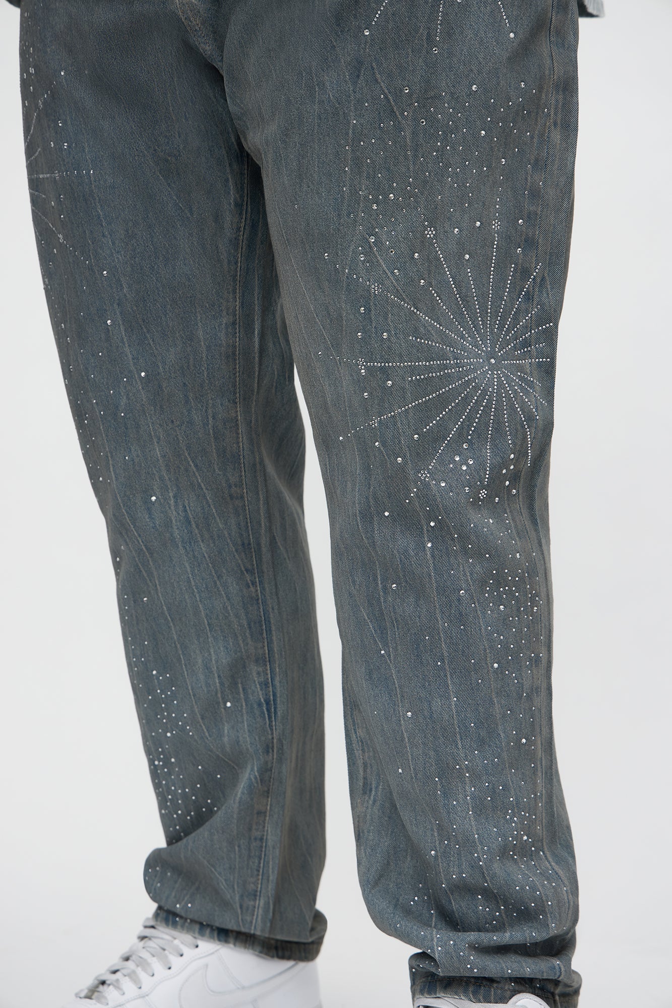 Slim Shining Star Rhinestoned Jean - Vintage Blue Wash Fashion Nova