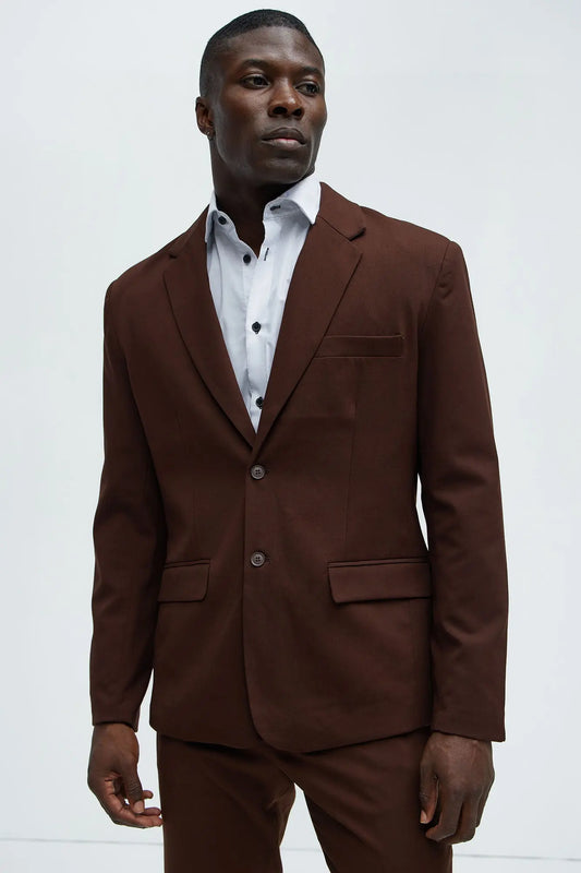 The Modern Stretch Suit Jacket - Brown Fashion Nova