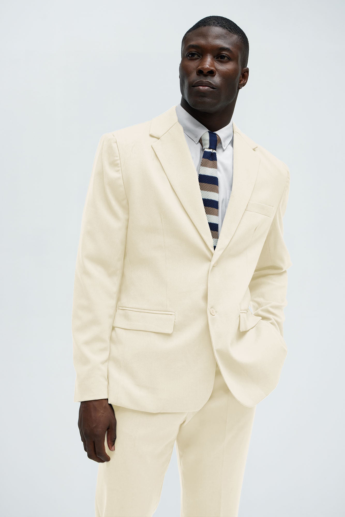 The Modern Stretch Suit Jacket - Cream Fashion Nova