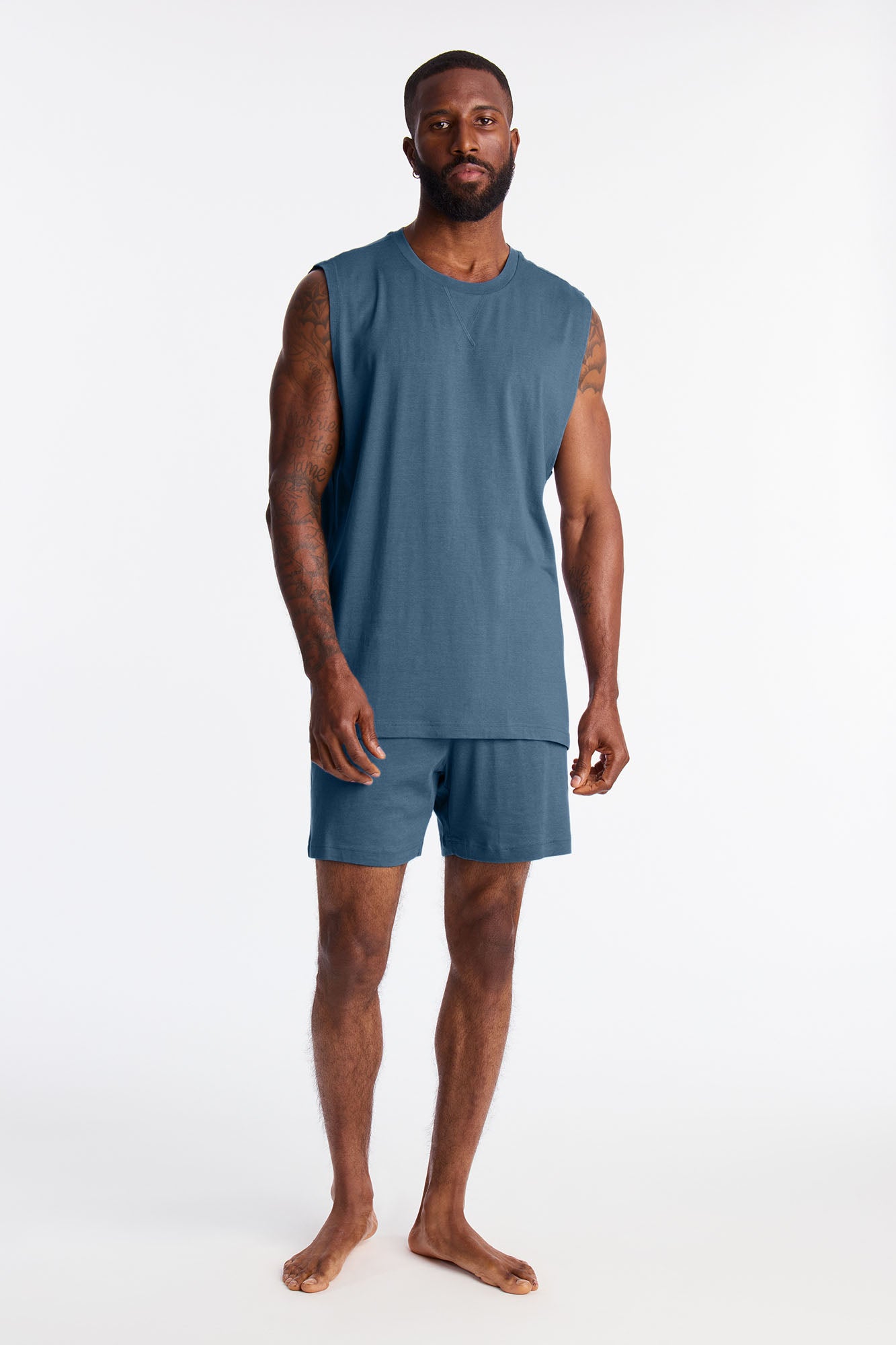Essential Modal Lounge Sleeveless Muscle Tee - Slate Blue Fashion Nova
