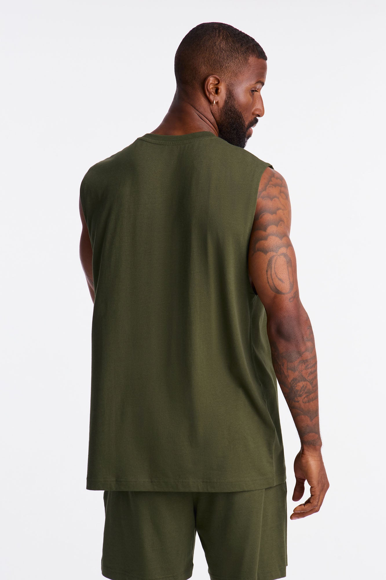Essential Modal Lounge Sleeveless Muscle Tee - Olive Fashion Nova