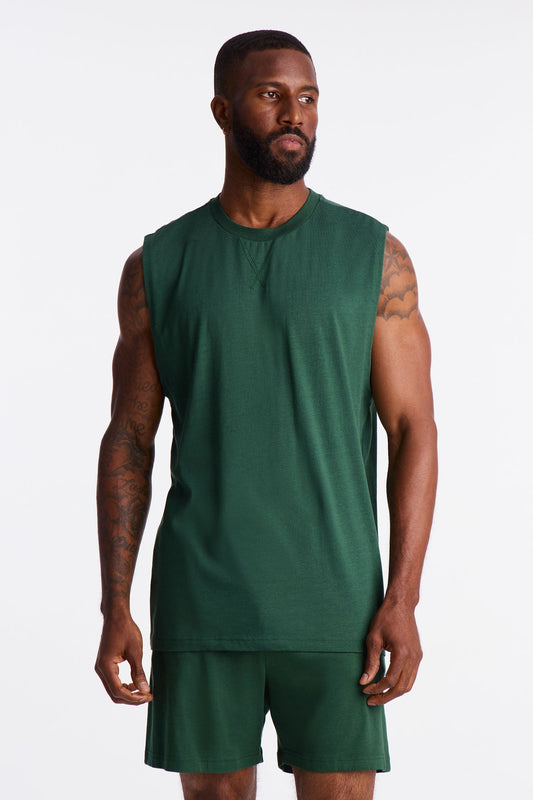 Essential Modal Lounge Sleeveless Muscle Tee - Green Fashion Nova
