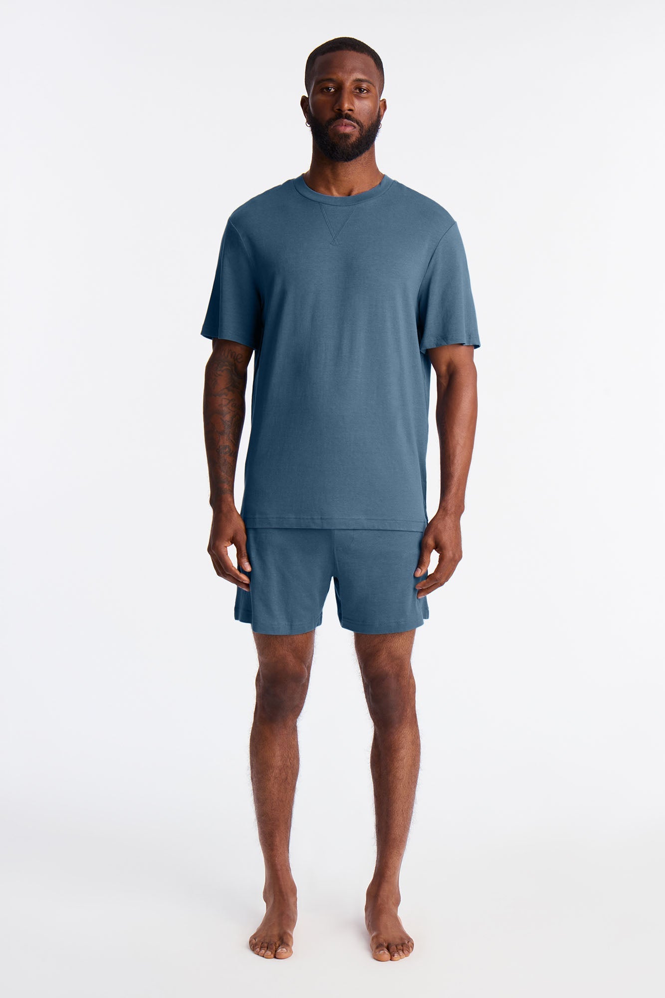 Essential Modal Lounge Short Sleeve Tee - Slate Blue Fashion Nova
