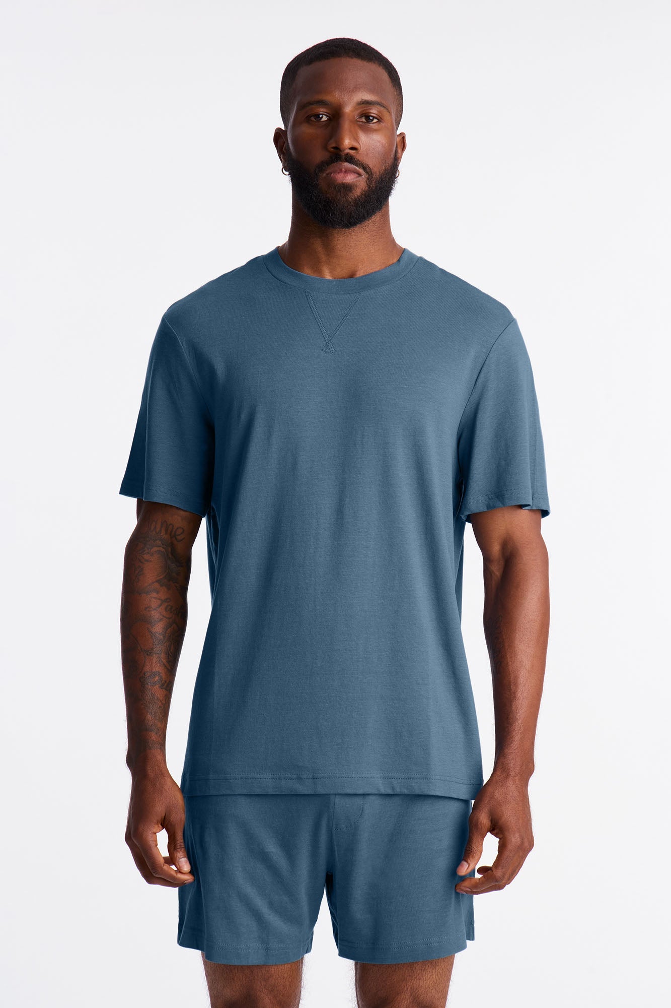Essential Modal Lounge Short Sleeve Tee - Slate Blue Fashion Nova