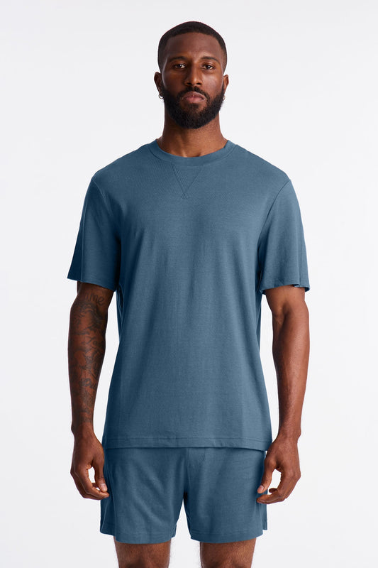 Essential Modal Lounge Short Sleeve Tee - Slate Blue Fashion Nova