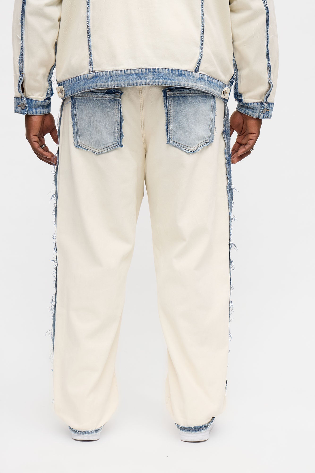 Relaxed Straight Benji Frayed Jean - Off White/combo Fashion Nova