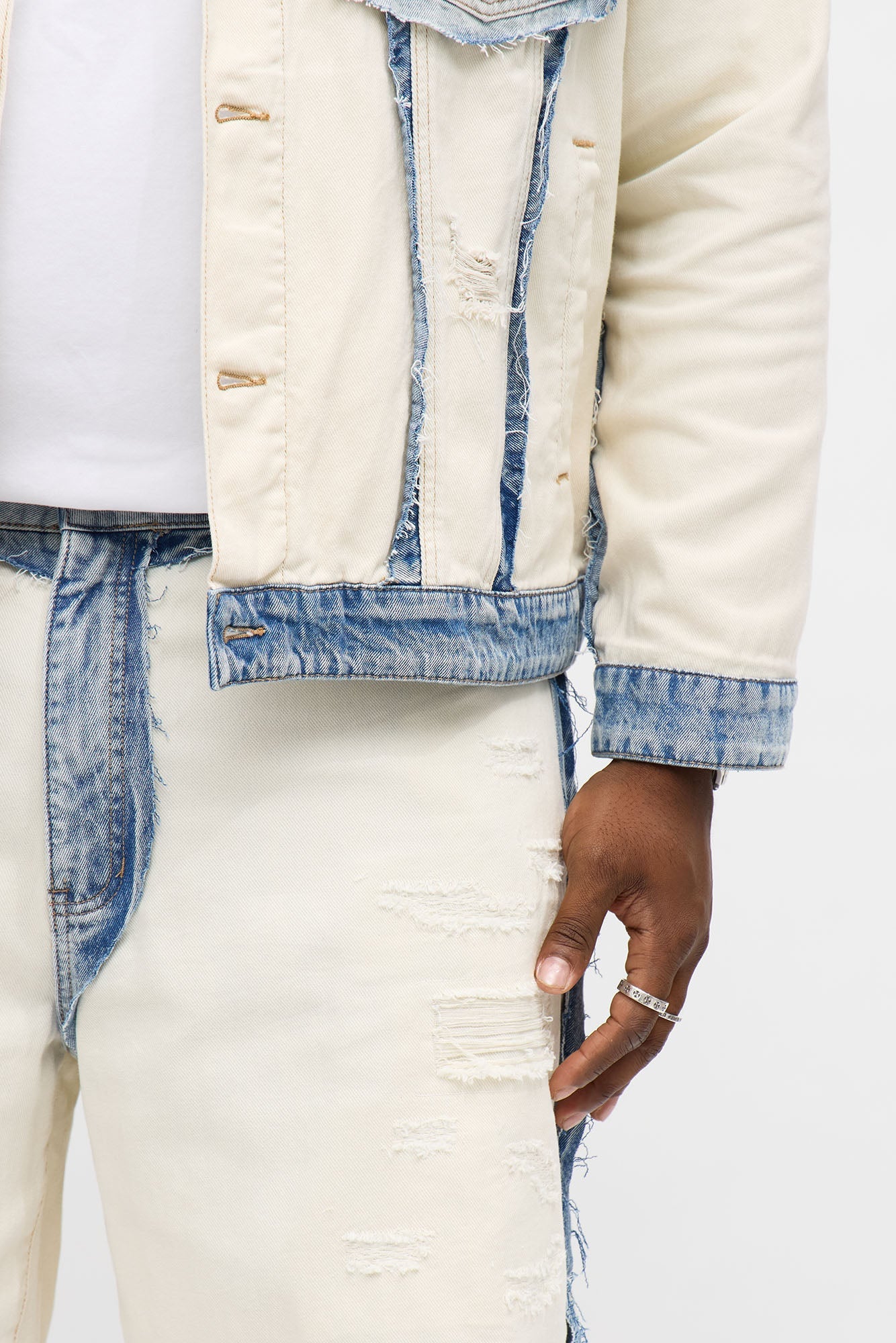 Relaxed Benji Fray Denim Short - Off White/combo Fashion Nova